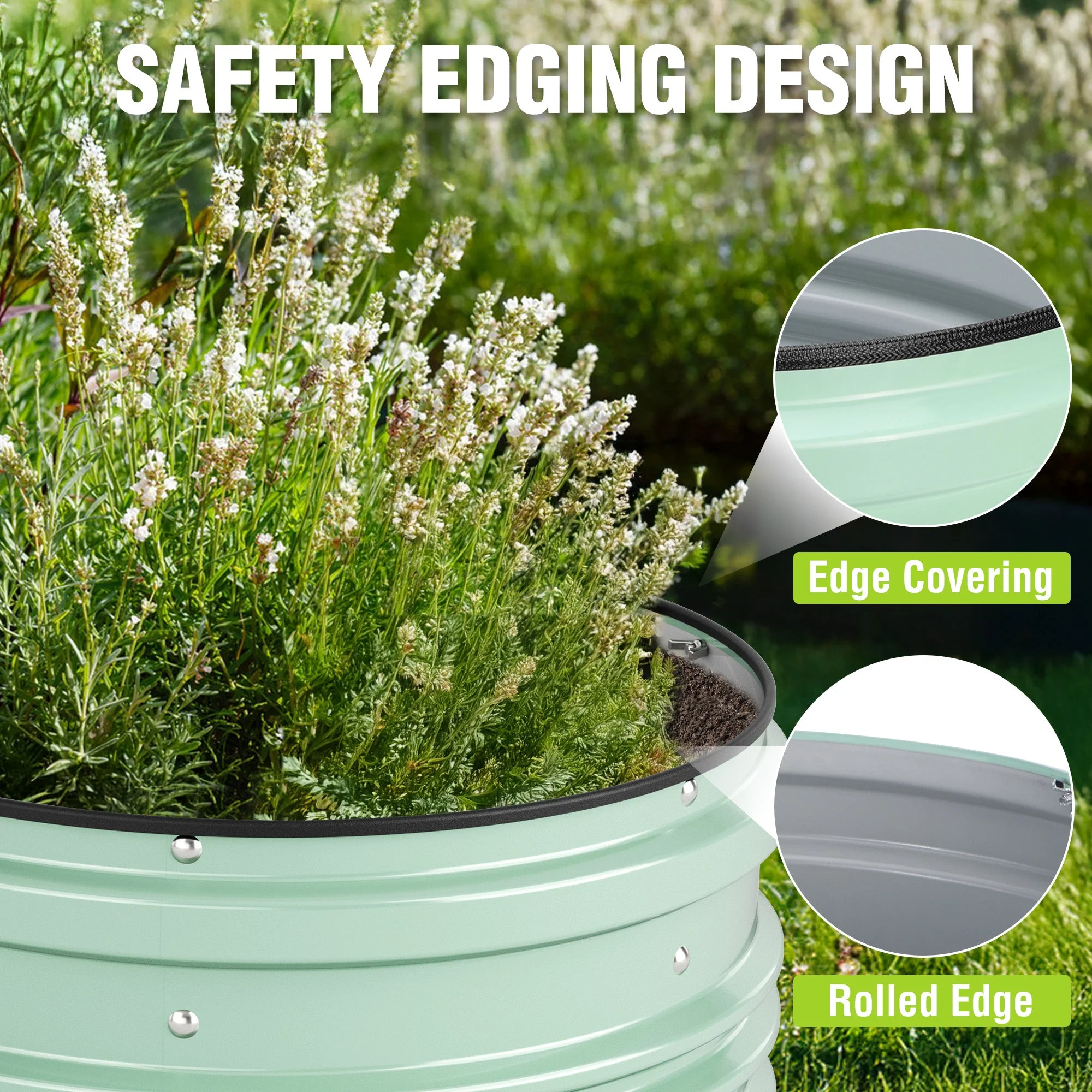 WORKPRO 3Pcs 2x2x1ft Galvanized Raised Garden Bed Set, Rust & Corrosion Protection, Easy Assembly, Safe Edge, Ideal for Vegetables & Flowers, Green - Image 2