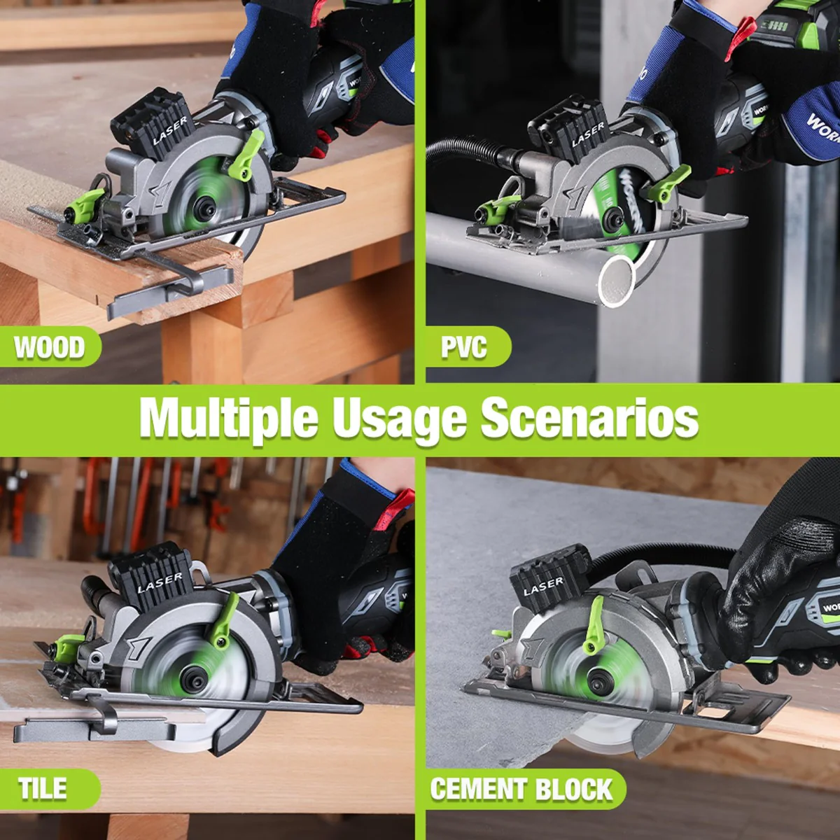 WORKPRO 4-1/2" Compact Cordless Mini Circular Saw, 20V 4.0Ah Battery, Fast Charger, 3 Saw Blades, 4500RPM - Image 7