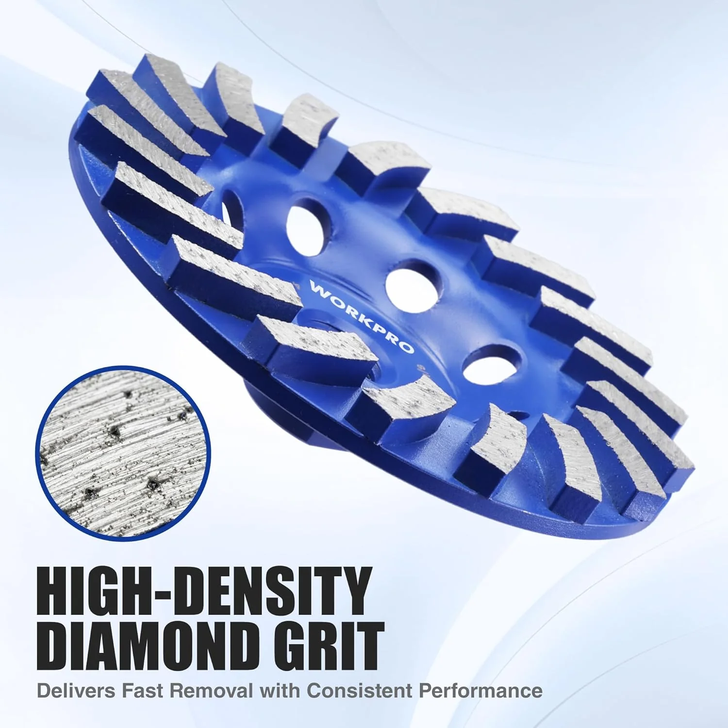 WORKPRO 4.5Inch Diamond Cup Wheel Cold Pressed Segmented Spiral Turbo Grinding Disc with 5/8-11 Thread for Angle Grinder, EN13236 Certified Concrete Grinding Wheel for Stone, Masonry, Surface Leveling - Image 2