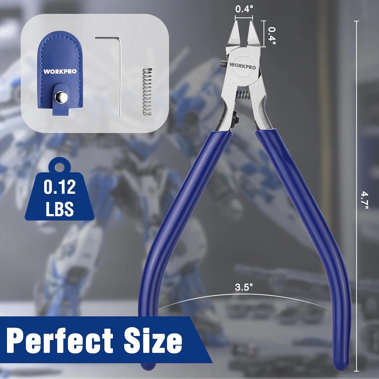 WORKPRO 4.7" Model Nippers Tool, Ultra-thin Single Blade Nipper for Plastic Model, Non-slip Sprue Cutter for Model Building Repairing and Fixing - Image 2