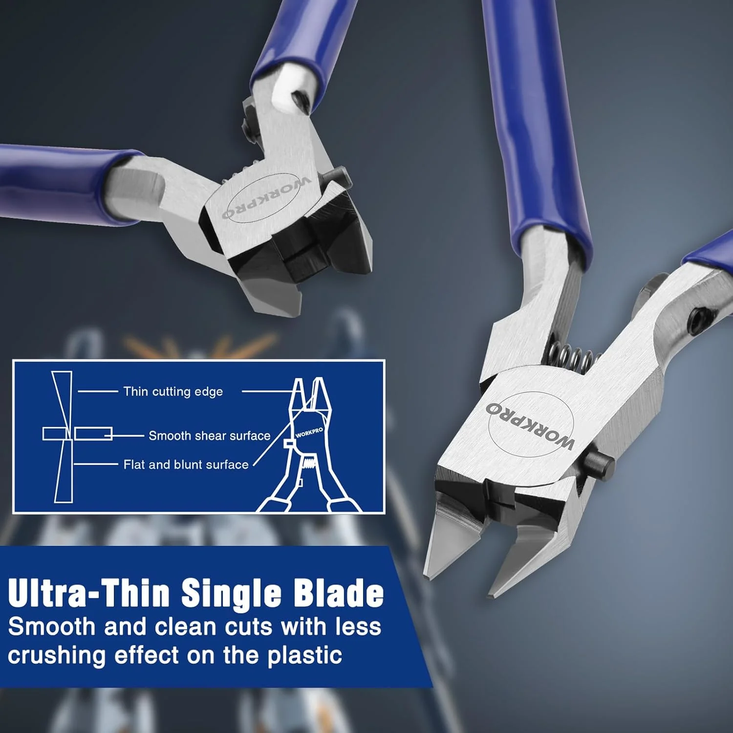 WORKPRO 4.7" Model Nippers Tool, Ultra-thin Single Blade Nipper for Plastic Model, Non-slip Sprue Cutter for Model Building Repairing and Fixing - Image 3
