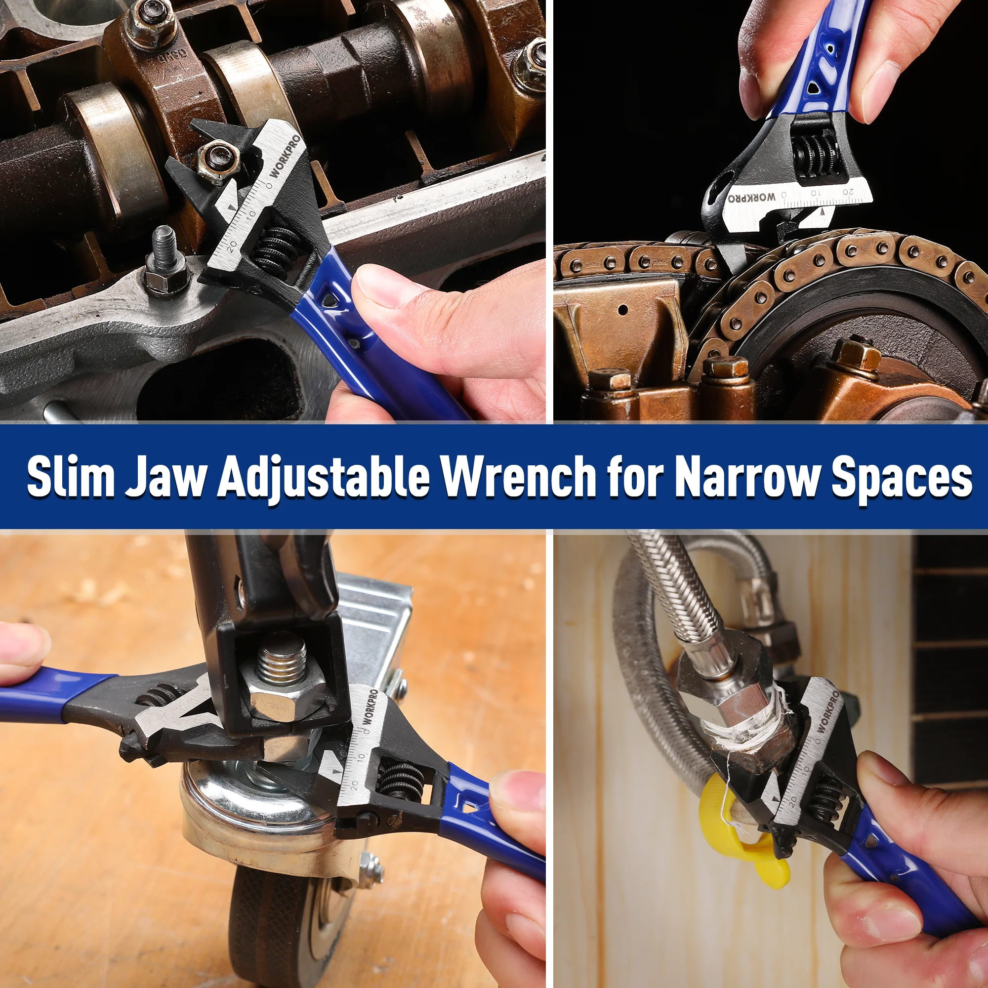 WORKPRO 4-Inch Adjustable Wrench, Wide Jaw Opening, Cr-V Steel, Metric/SAE - Image 7