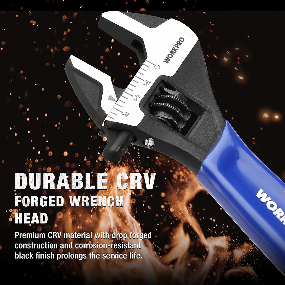 WORKPRO 4-Inch Mini Adjustable Wrench, Cr-V Steel Wide Jaw Black Oxide Wrench for Small Nuts, Metric & SAE Scales, for Home, Workshop and DIY - Image 6
