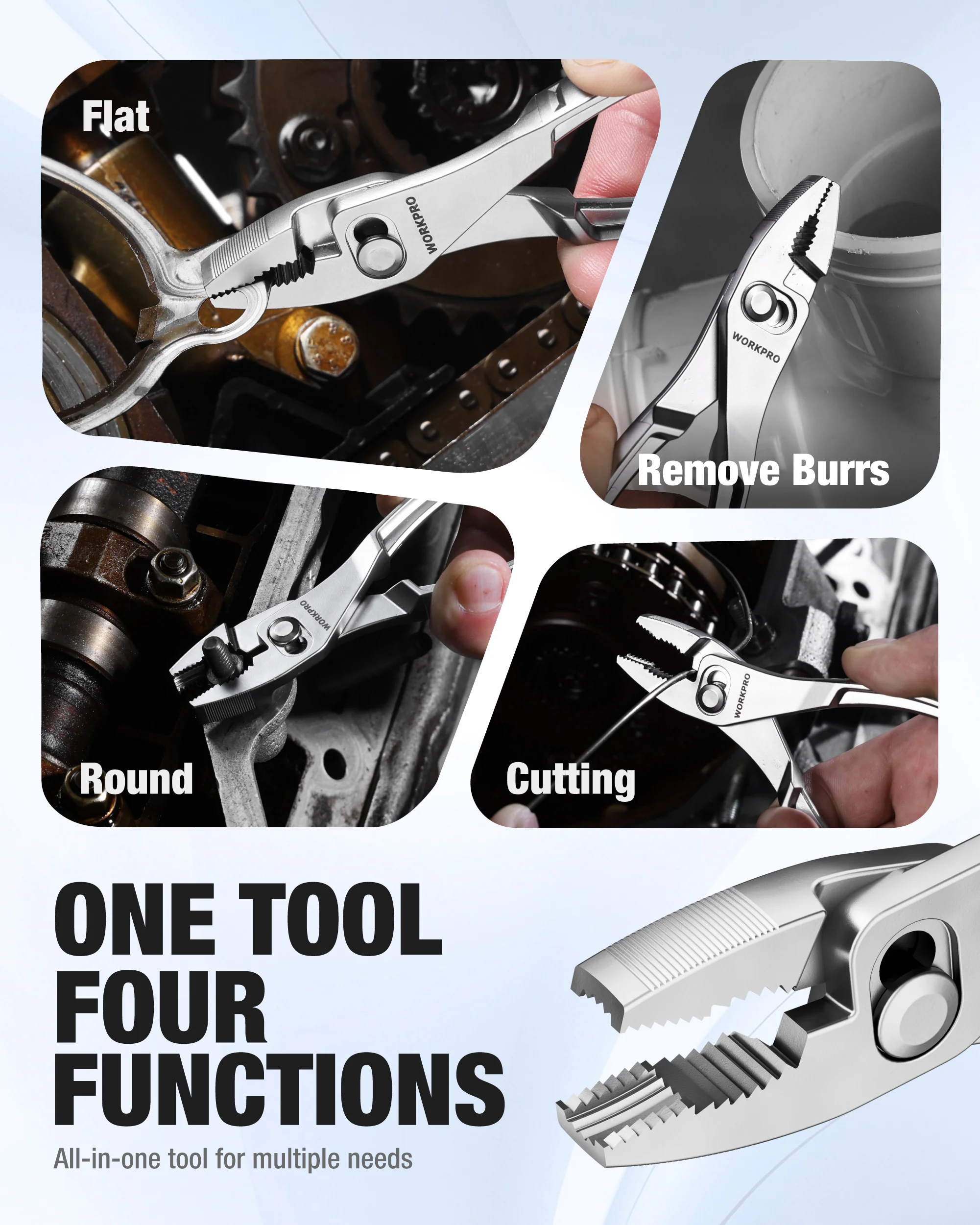 WORKPRO 4-Inch Slip Joint Pliers, Adjustable Two-Position Jaw, Anti-Rust Coating, Compact Pocket Size for Tight Spaces - Image 2