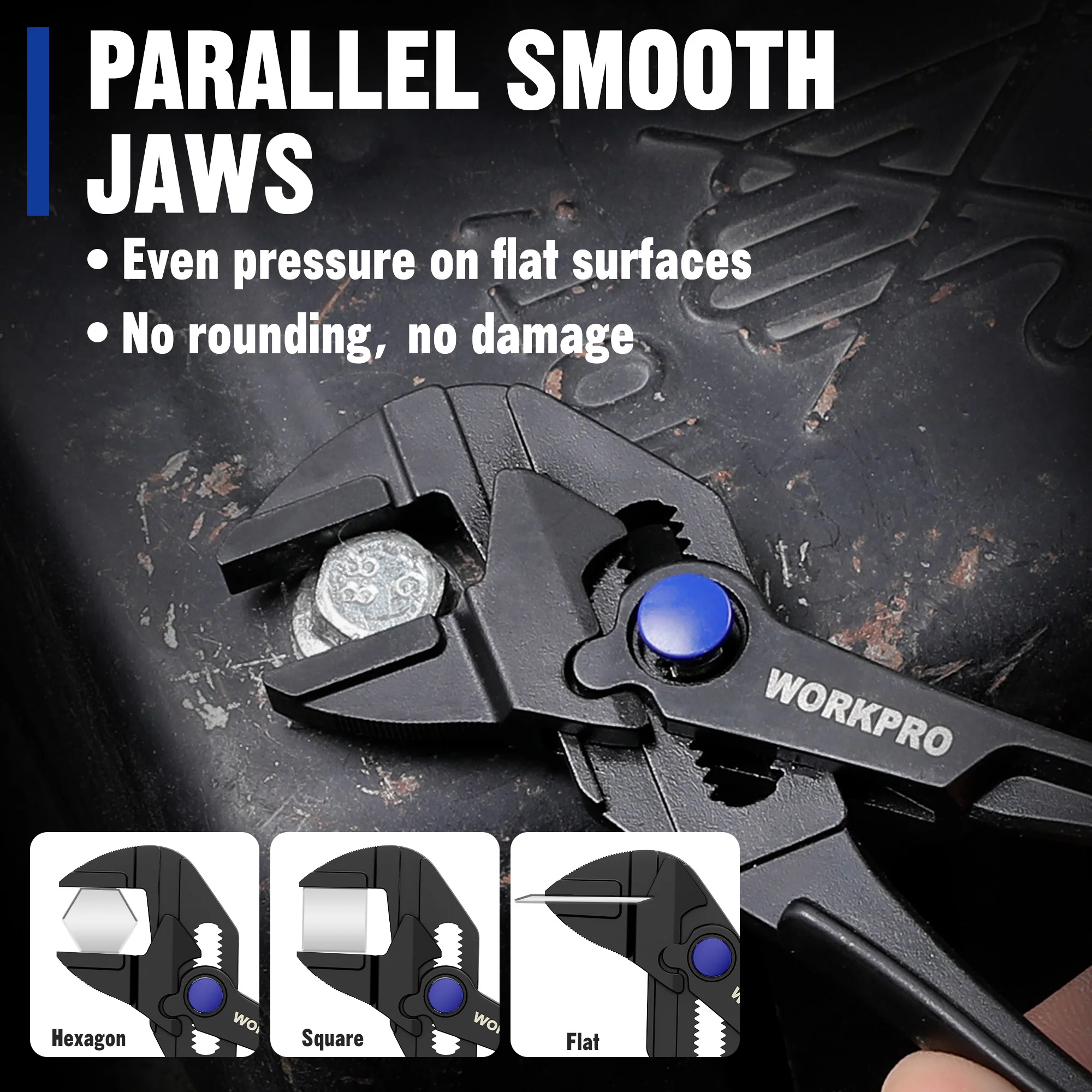WORKPRO 4" Mini Adjustable Pliers Wrench, Parallel Jaws, Anti-Rust Coating, Compact Tool for Tight Spaces, Black - Image 4
