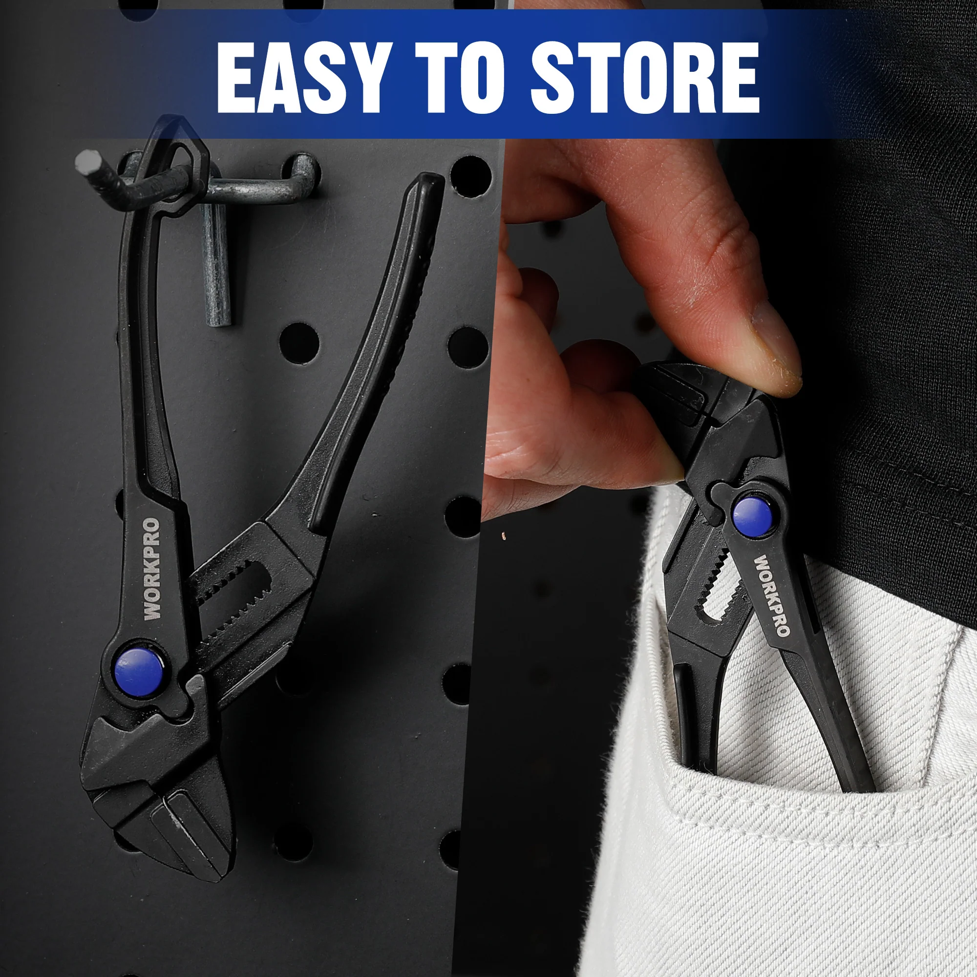 WORKPRO 4" Mini Adjustable Pliers Wrench, Parallel Jaws, Anti-Rust Coating, Compact Tool for Tight Spaces, Black - Image 7