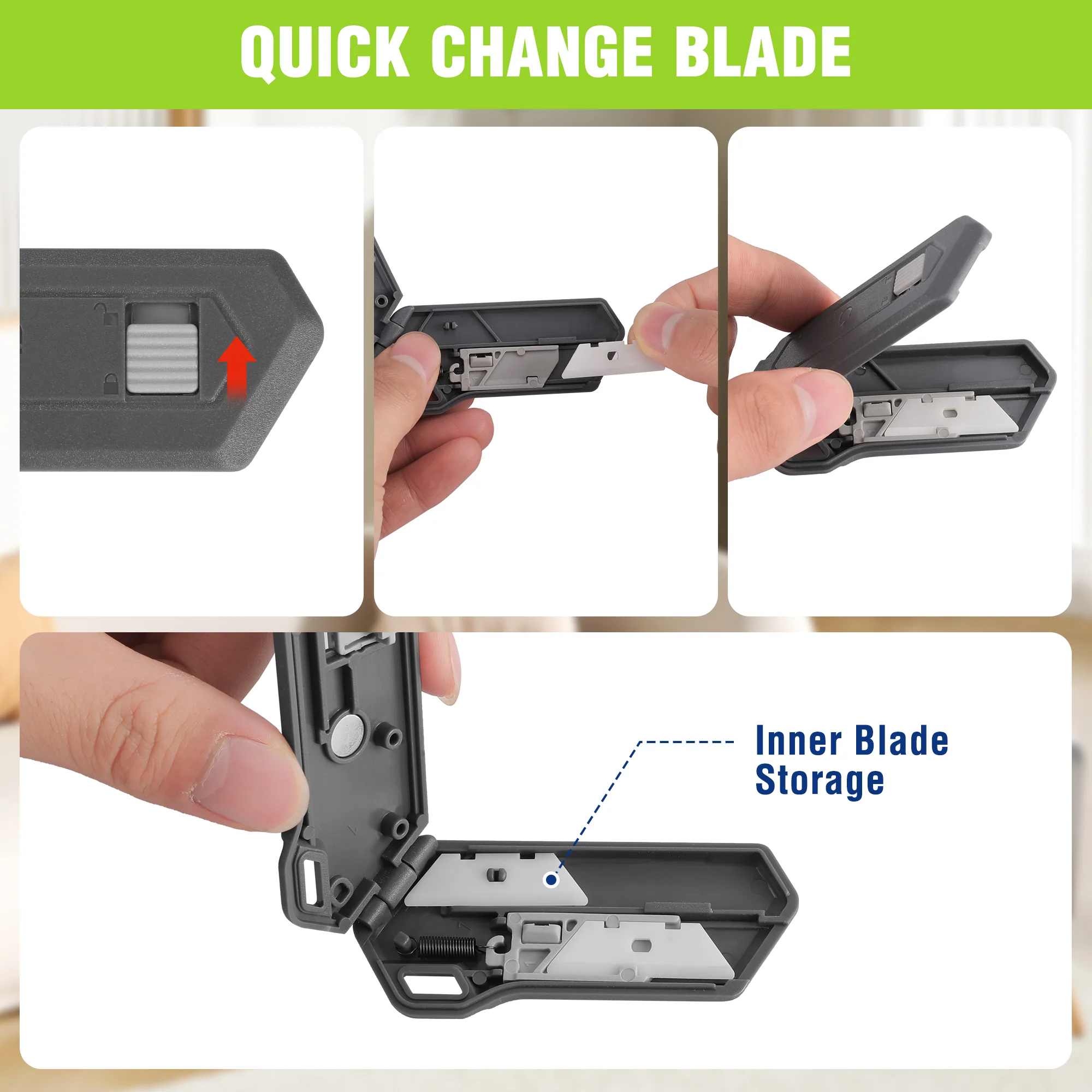 WORKPRO 4-pack Ceramic Safety Box Cutterwith Extra Blades - Image 9