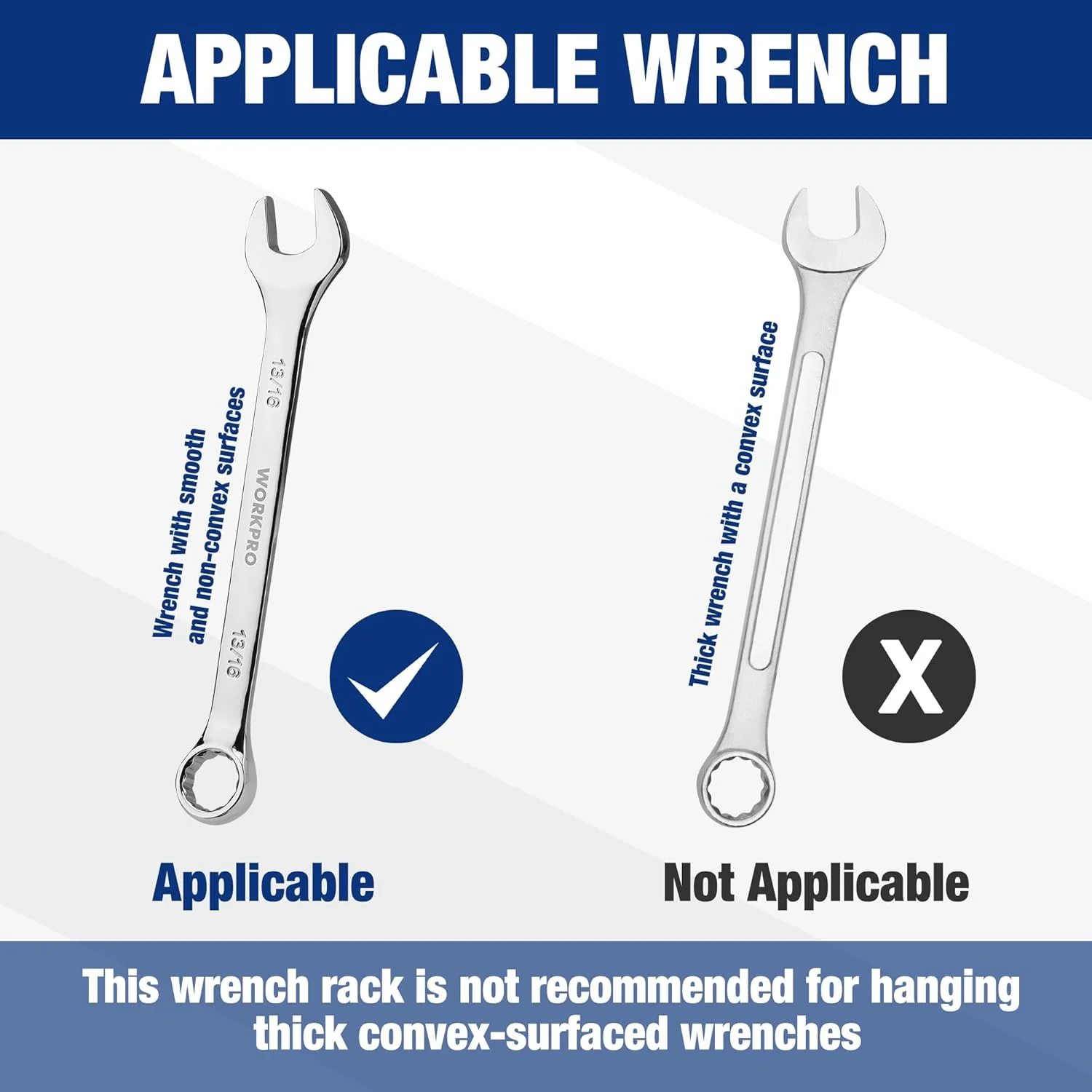 WORKPRO 4-Pack Magnetic Wrench Organizer, 12-Piece Wrench Holder Set for Tool Box Drawer Chest, SAE (1/4" - 15/16") and Metric (6 mm - 24 mm) - Image 5