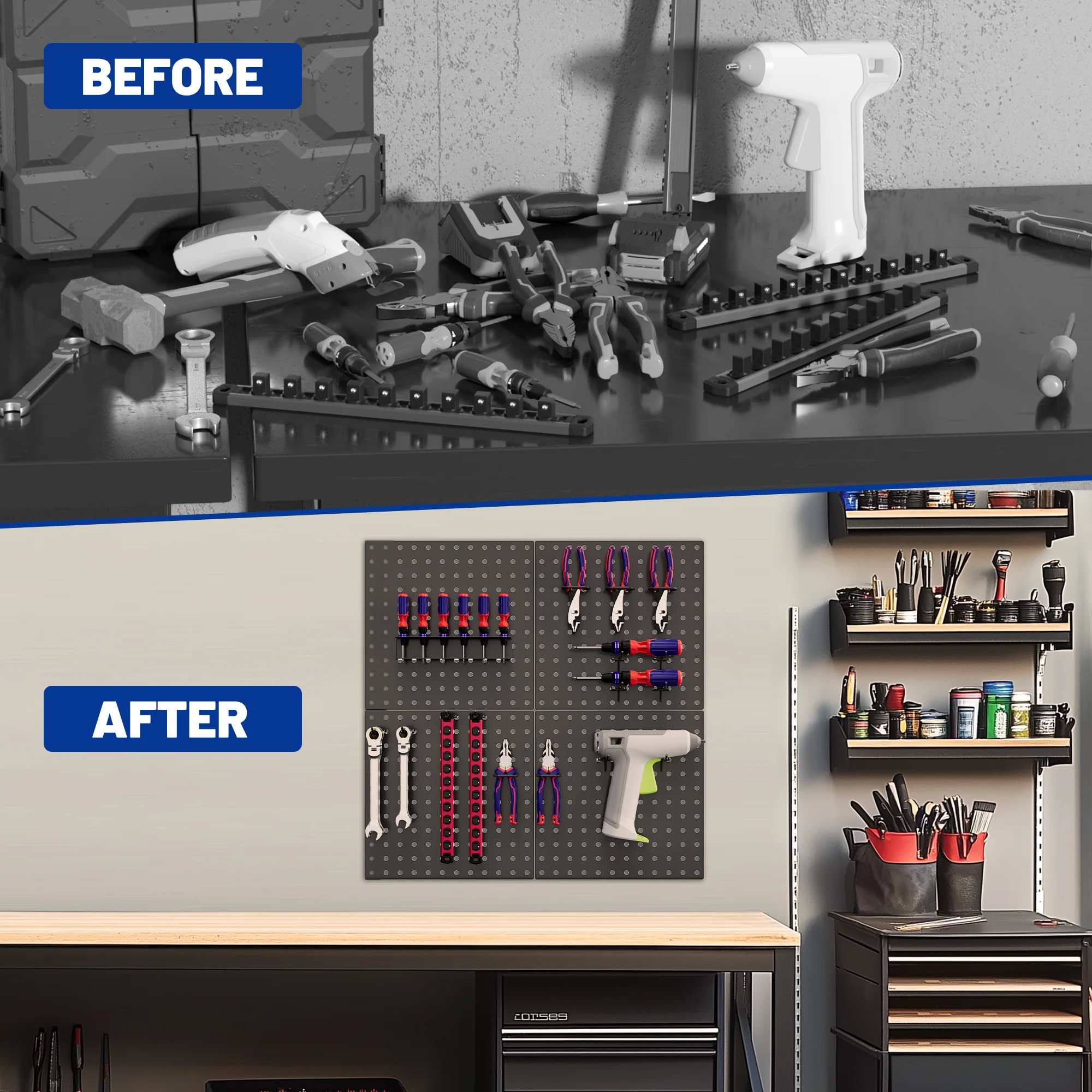 WORKPRO 4 Pack Metal Pegboard Panels - Image 6