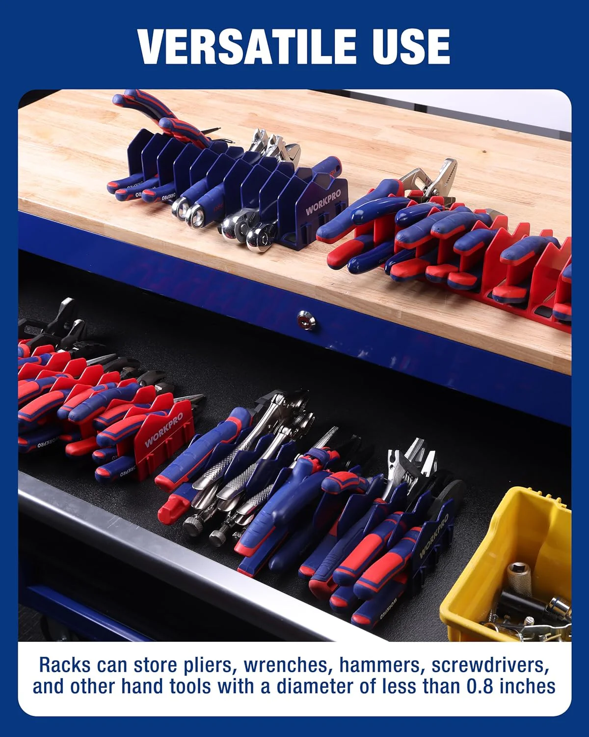 WORKPRO 4-Pack Plier Organizer Rack, Pliers Holder and Cutter Organizers with Non-Slip Rubber Base, 40-Slot Tool Box Organizer, Tool Drawer Organizer, Tool Storage, Plier Rack (Pliers Not Included) - Image 7