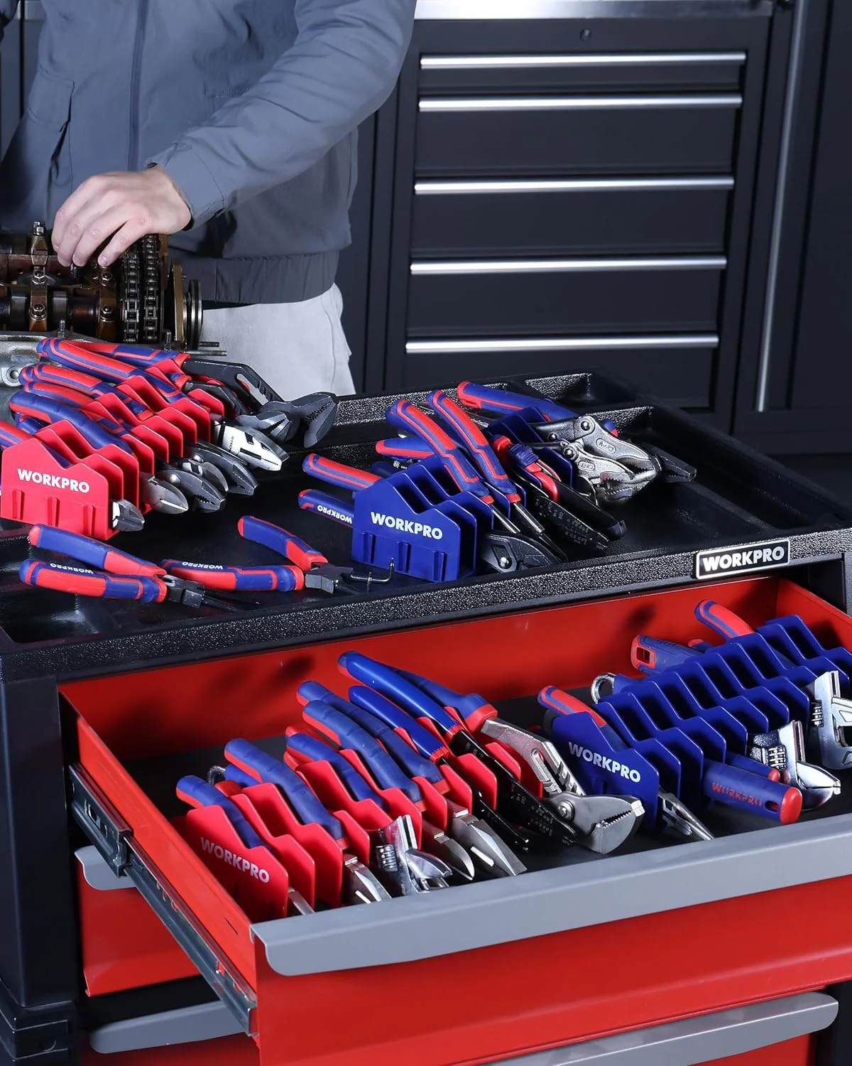 WORKPRO 4-Pack Plier Organizer Rack, Pliers Holder and Cutter Organizers with Non-Slip Rubber Base, 40-Slot Tool Box Organizer, Tool Drawer Organizer, Tool Storage, Plier Rack (Pliers Not Included) - Image 9