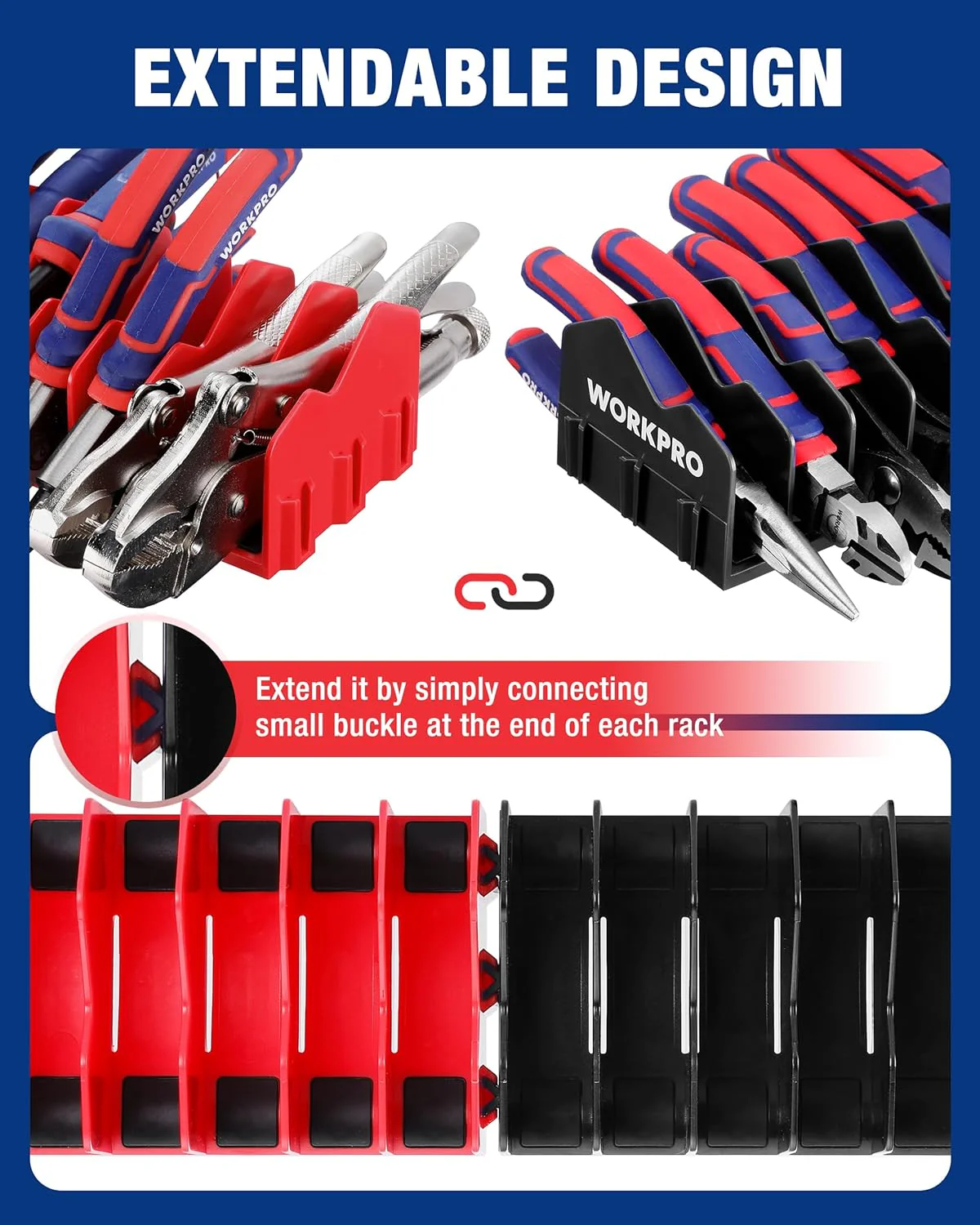 WORKPRO 4-Pack Plier Organizer Rack, Pliers Holder and Cutter Organizers with Non-Slip Rubber Base, 40-Slot Tool Box Organizer, Tool Drawer Organizer, Tool Storage, Plier Rack (Pliers Not Included) - Image 6