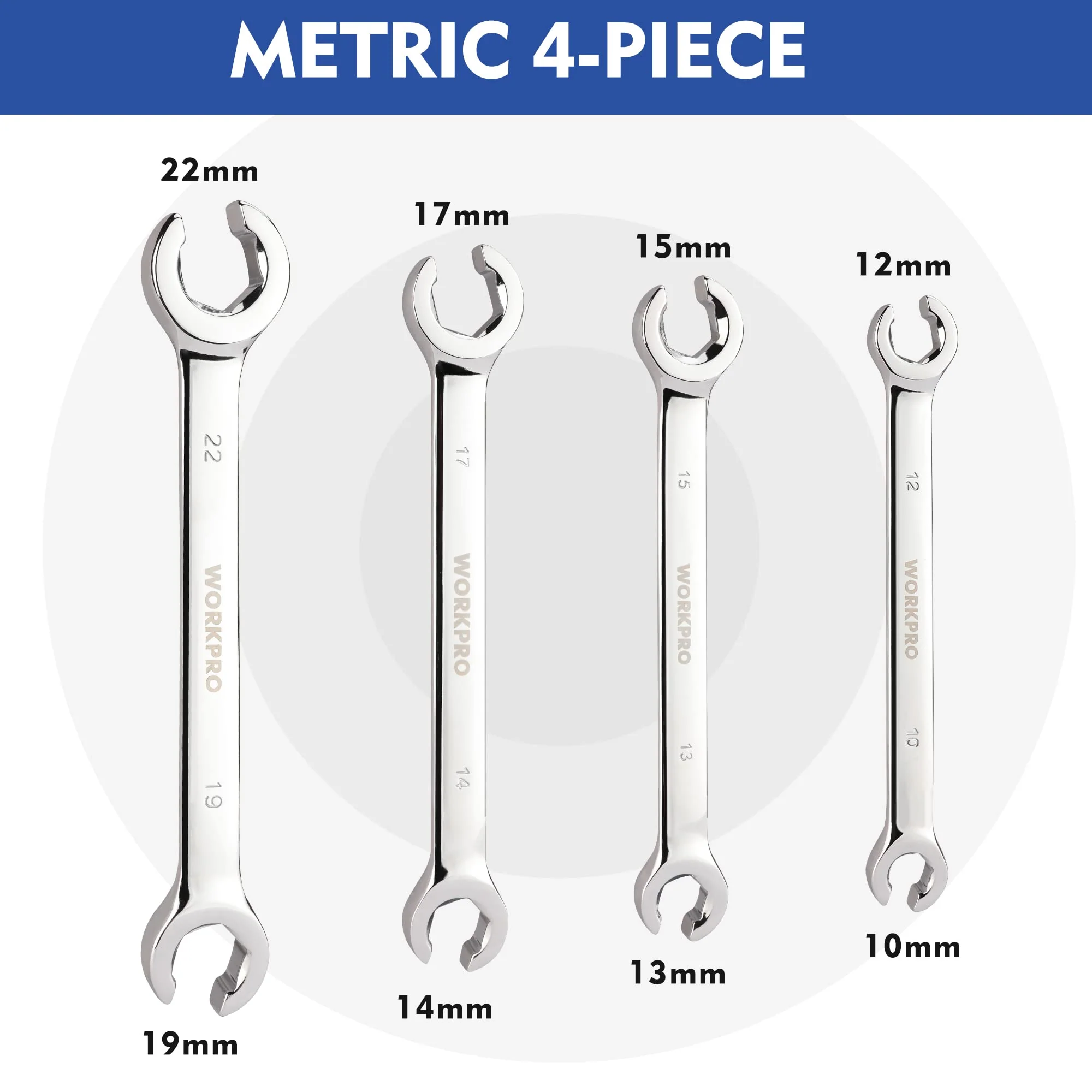 WORKPRO 4 Pcs Metric Flare Nut Wrench Set - Image 2