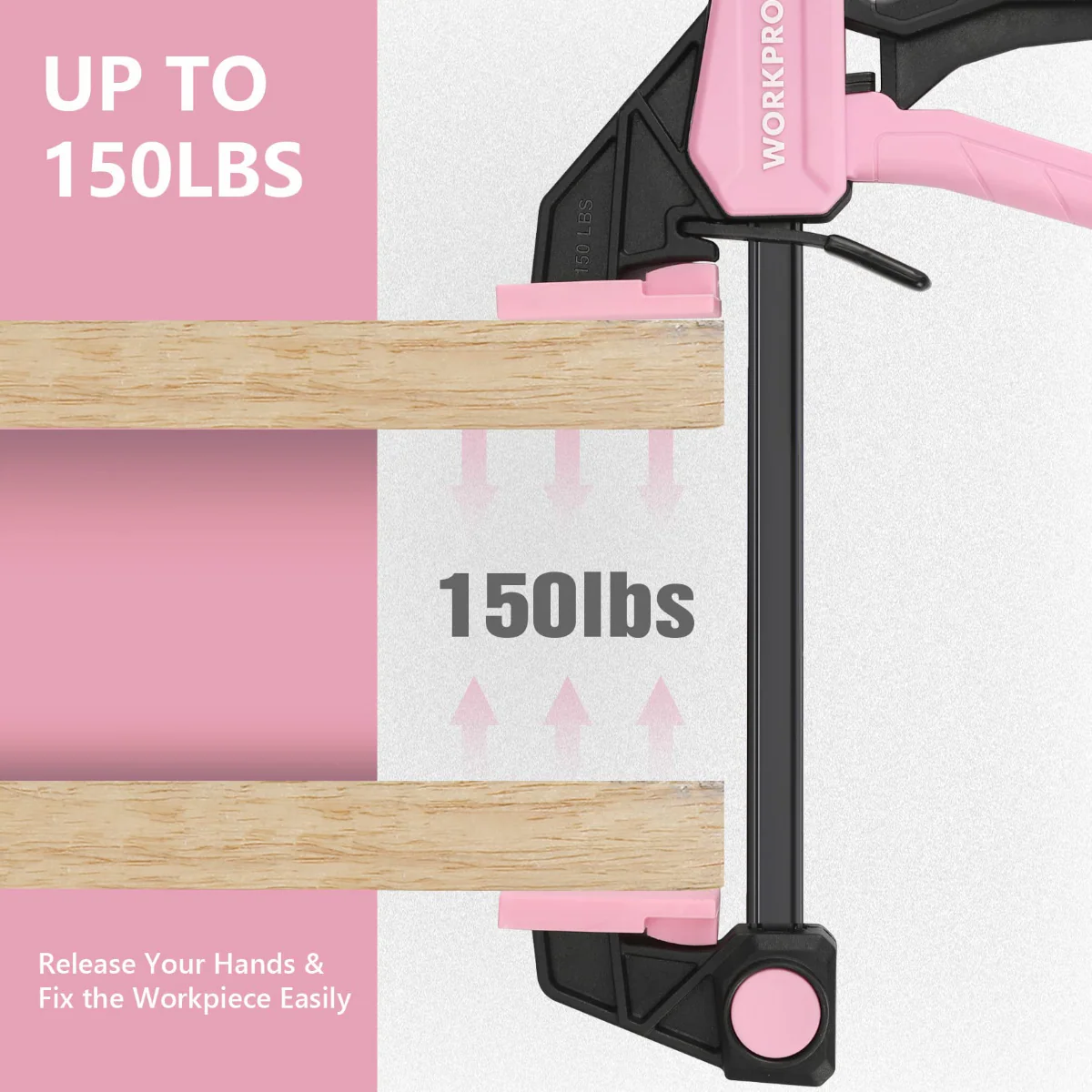 WORKPRO 4-Pcs Mini One-Handed Clamp/Spreader for Woodworking - Pink Ribbon - Image 3
