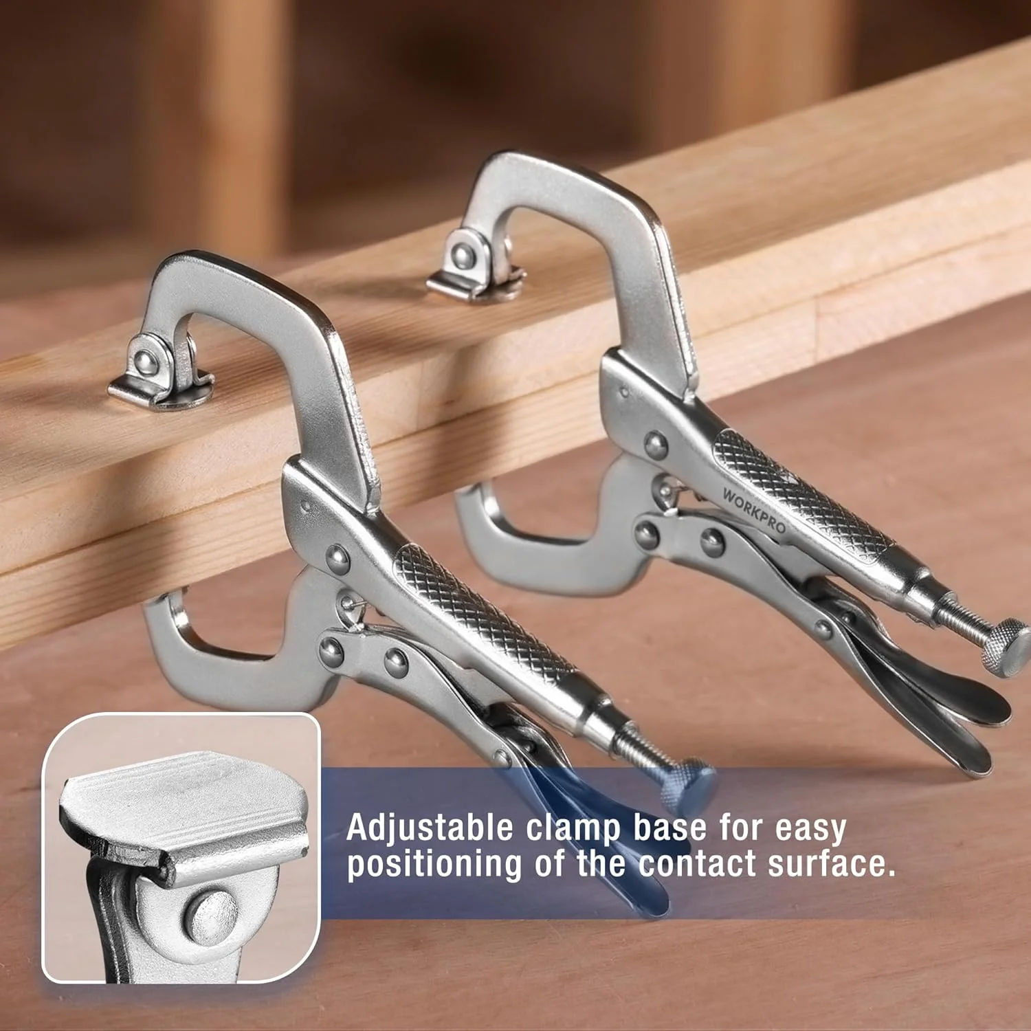 WORKPRO 4-Piece 6" Locking C-Clamp with Swivel Pads Set, Heavy Duty Adjustable Vise Grip Pliers, 4 Pack Welding Clamp for Woodworking, Metalworking, Auto Repair and Home Workshop - Image 3