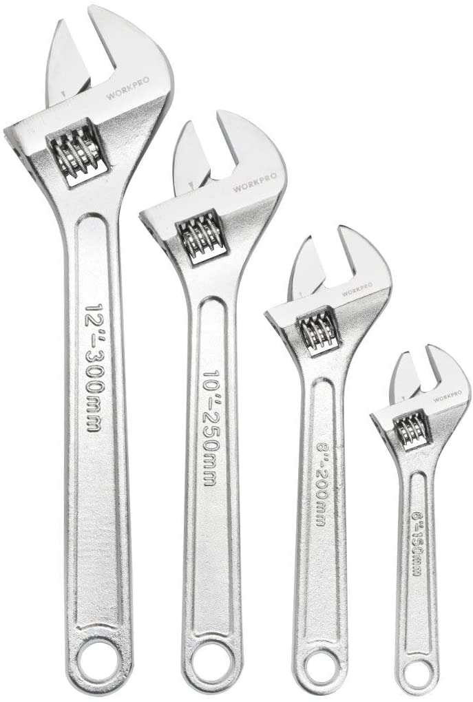 WORKPRO 4 Pcs Adjustable Wrench Forged Heat Treated Chrome-plated Set - Image 4