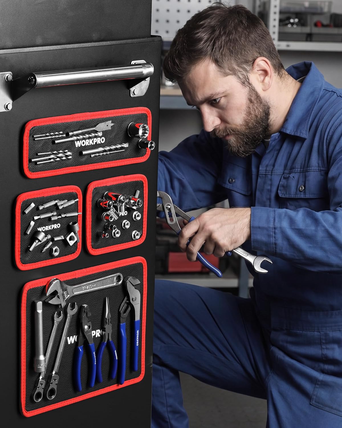 WORKPRO 4-Piece Magnetic Tool Mat, Flexible Magnetic Tool Holder Tray with Durable PVC Surface for Garage, Workshop and Auto Repair (6.4 x 5.3/12.6 x4.1/12.6 x9.6 in) - Image 8