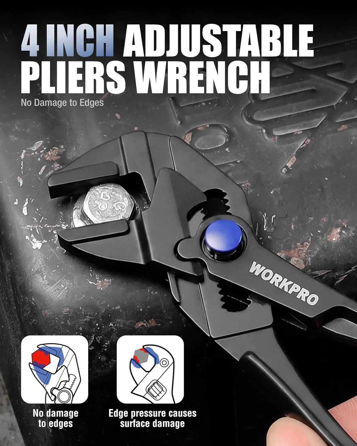 WORKPRO 4-Piece Mini Pliers Set with Pouch, Includes 4-Inch Plier Wrench & Slip Joint & Water Pump Pliers & 4.5-Inch Long Nose Slip Joint Plier, Adjustable Pliers/Pocket Plier/EDC Tool Gift for Man - Image 6