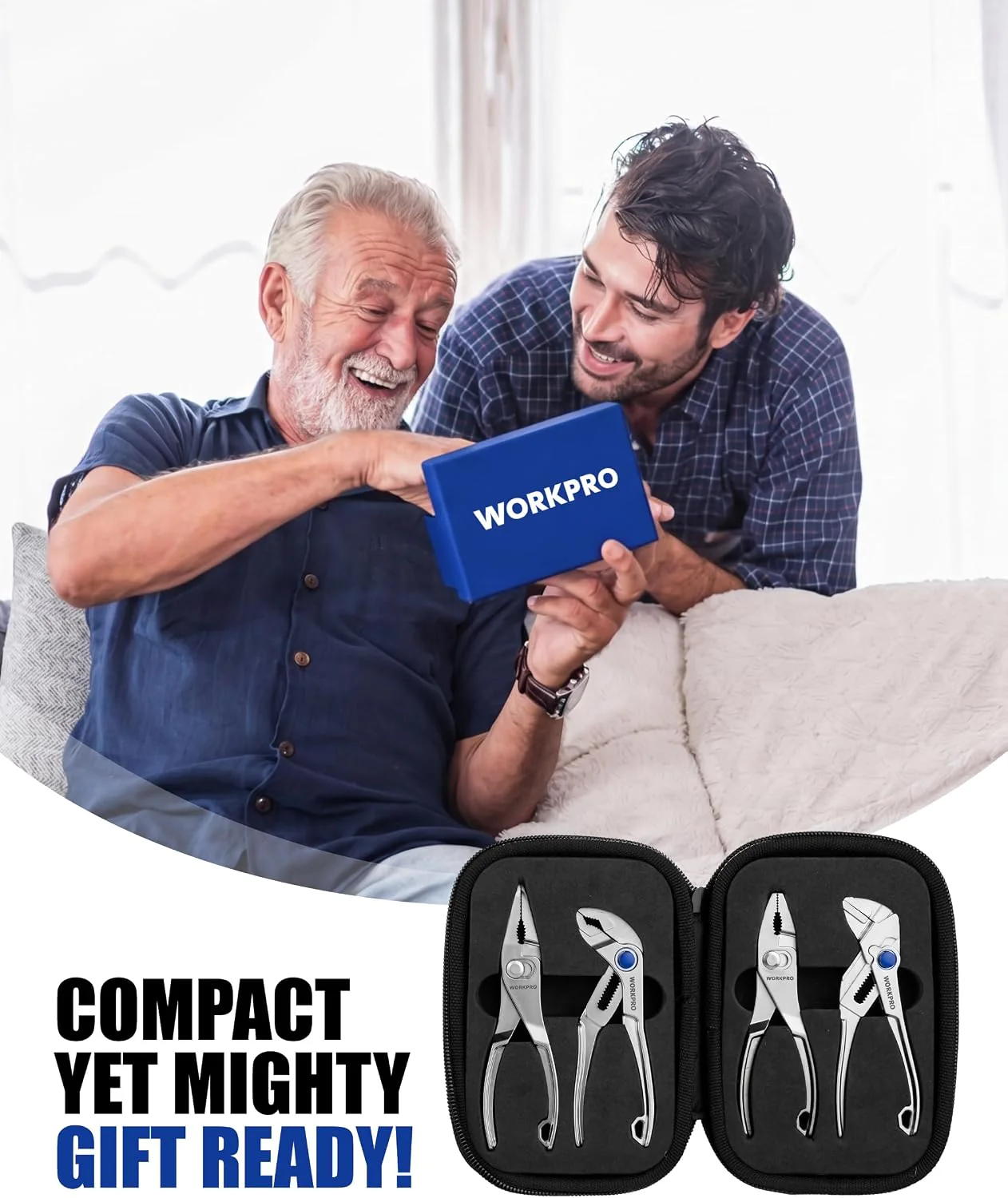 WORKPRO 4-Piece Mini Pliers Set with Pouch, Includes 4-Inch Plier Wrench & Slip Joint & Water Pump Pliers & 4.5-Inch Long Nose Slip Joint Plier, Adjustable Pliers/Pocket Plier/EDC Tool Gift for Man - Image 2