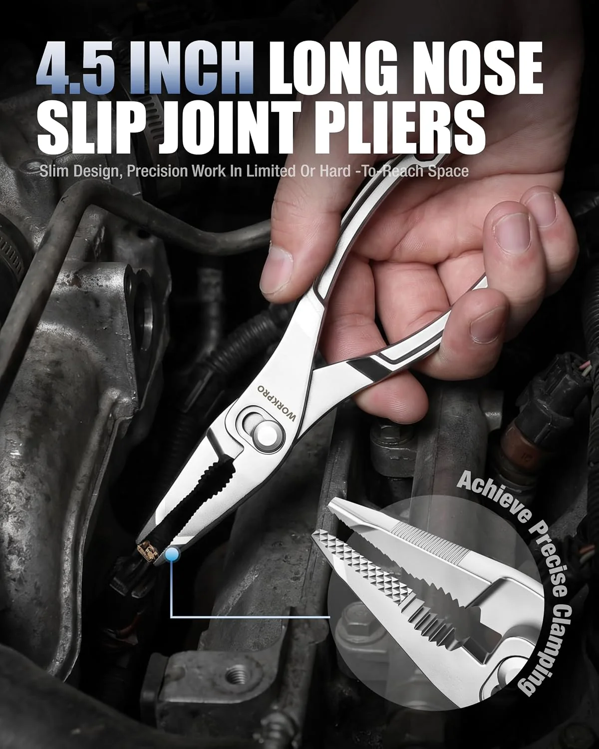 WORKPRO 4-Piece Mini Pliers Set with Pouch, Includes 4-Inch Plier Wrench & Slip Joint & Water Pump Pliers & 4.5-Inch Long Nose Slip Joint Plier, Adjustable Pliers/Pocket Plier/EDC Tool Gift for Man - Image 7