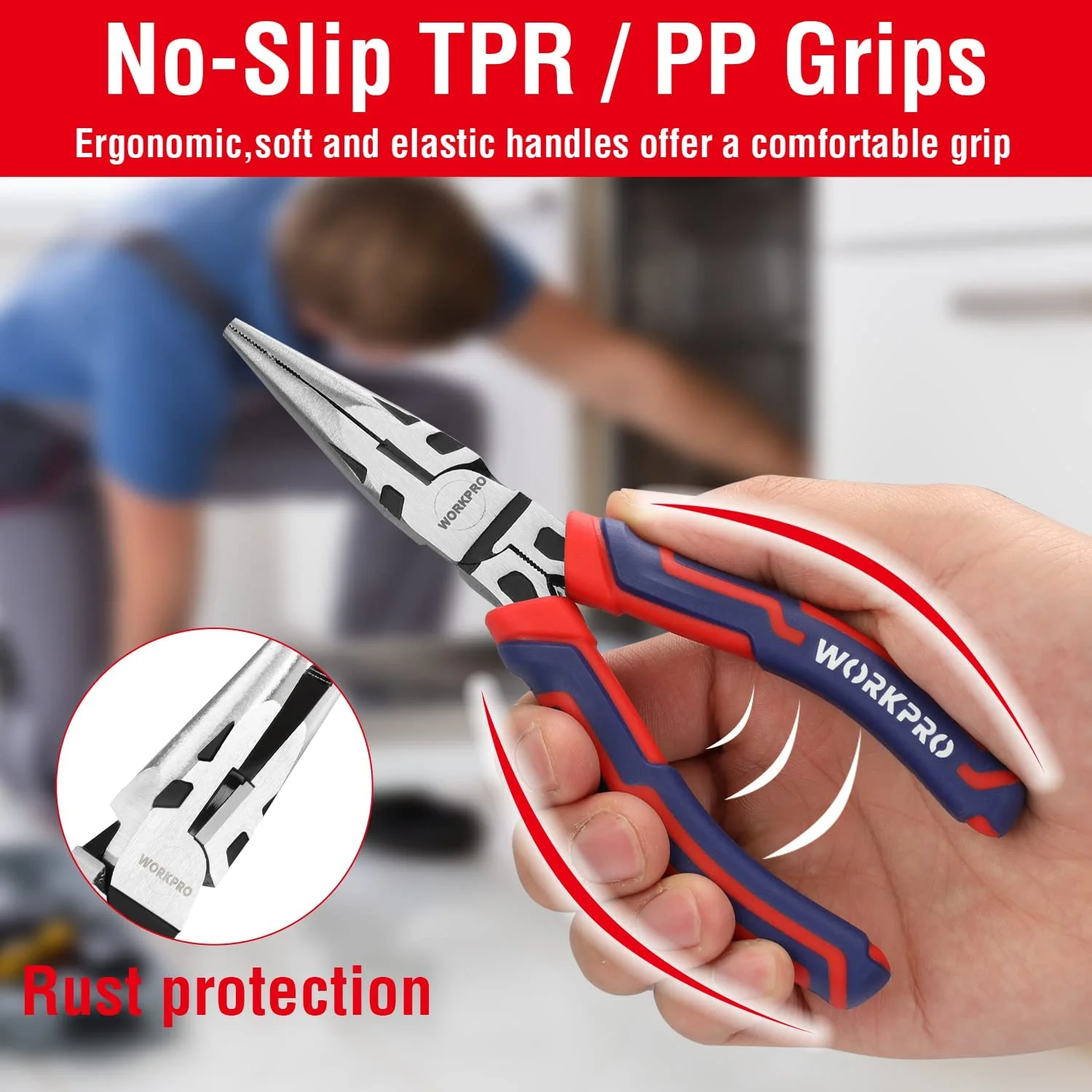 WORKPRO 4 Pcs Premium CR-V Construction Pliers Tool Sets - Image 3