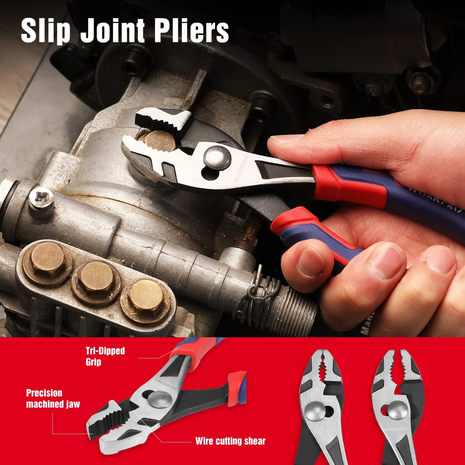 WORKPRO 4 Pcs Premium CR-V Construction Pliers Tool Sets - Image 5