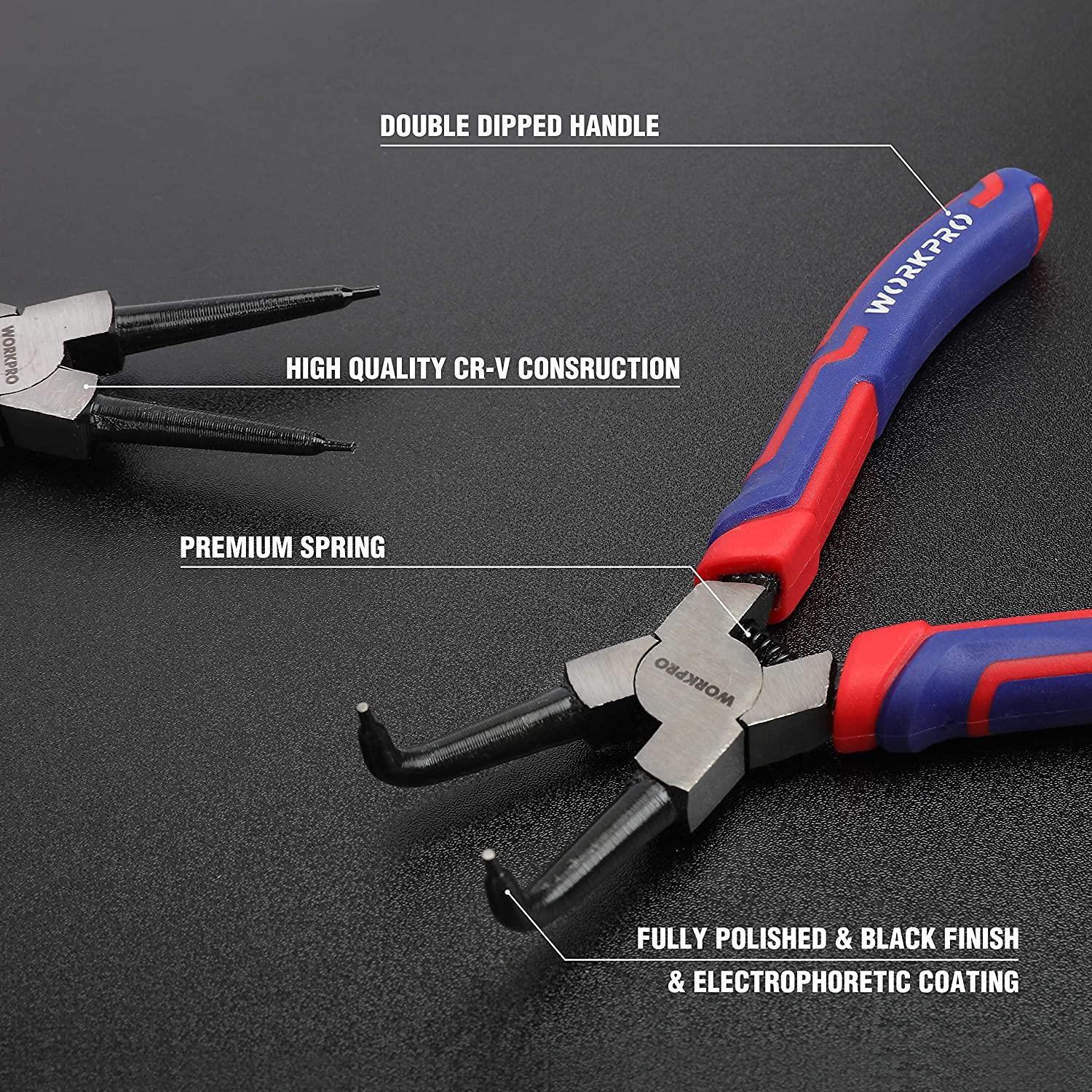 WORKPRO 4 Pcs Snap Ring Pliers Set with Storage Pouch - Image 3