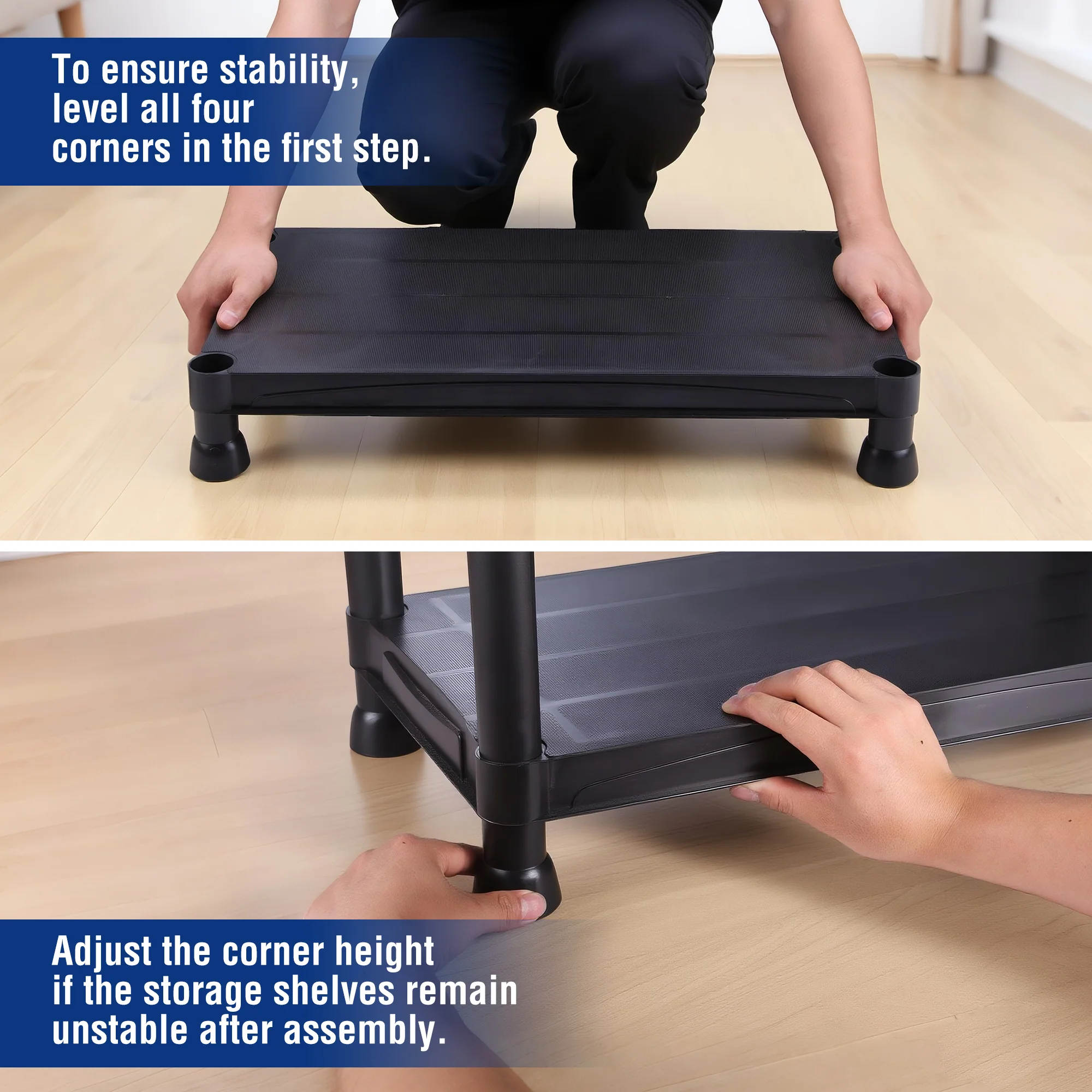 WORKPRO 4-Tier Plastic Storage Shelf, Black Freestanding Utility Organizer for Garage, Laundry Room & Basement - Image 3