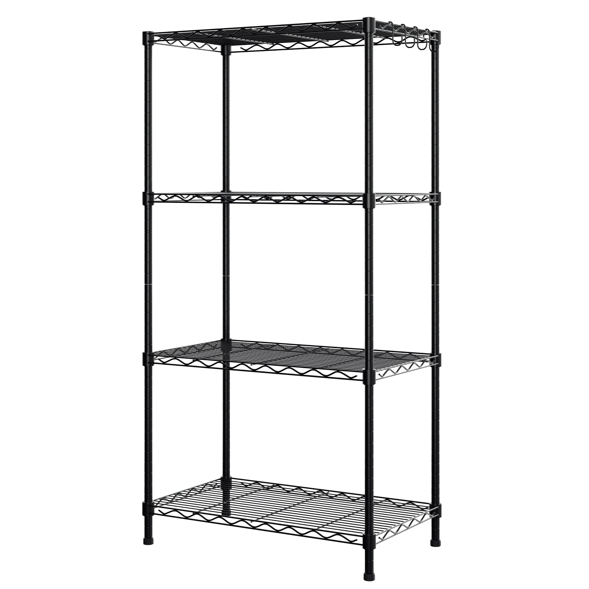 WORKPRO 4 Tier Adjustable Metal Storage Shelves with Hooks for Pantry Closet Kitchen Basement - 24" W x 14" D x 48" H - Image 6