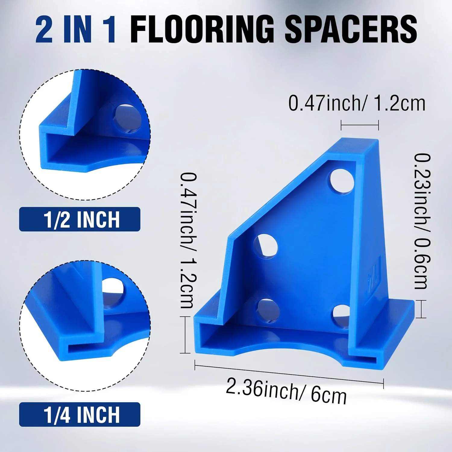 WORKPRO 40-Pack Floor Spacers, 2 in 1 Laminate Flooring Spacers with 1/2" & 1/4" Gaps, Wood Floor Install Tool for Laminate, Vinyl Plank, Tiles, Hardwood, Floating Flooring - Image 2