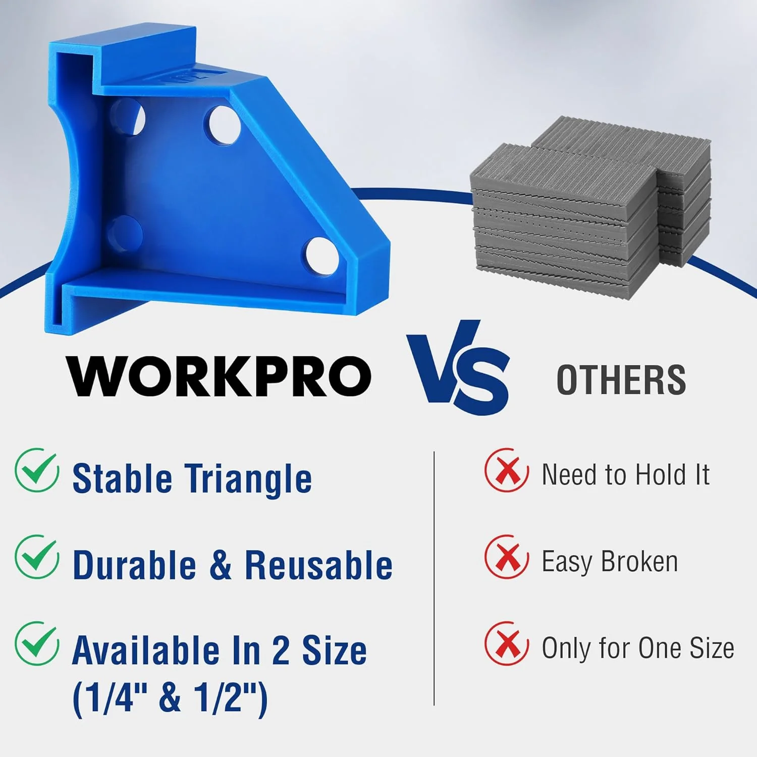 WORKPRO 40-Pack Floor Spacers, 2 in 1 Laminate Flooring Spacers with 1/2" & 1/4" Gaps, Wood Floor Install Tool for Laminate, Vinyl Plank, Tiles, Hardwood, Floating Flooring - Image 3