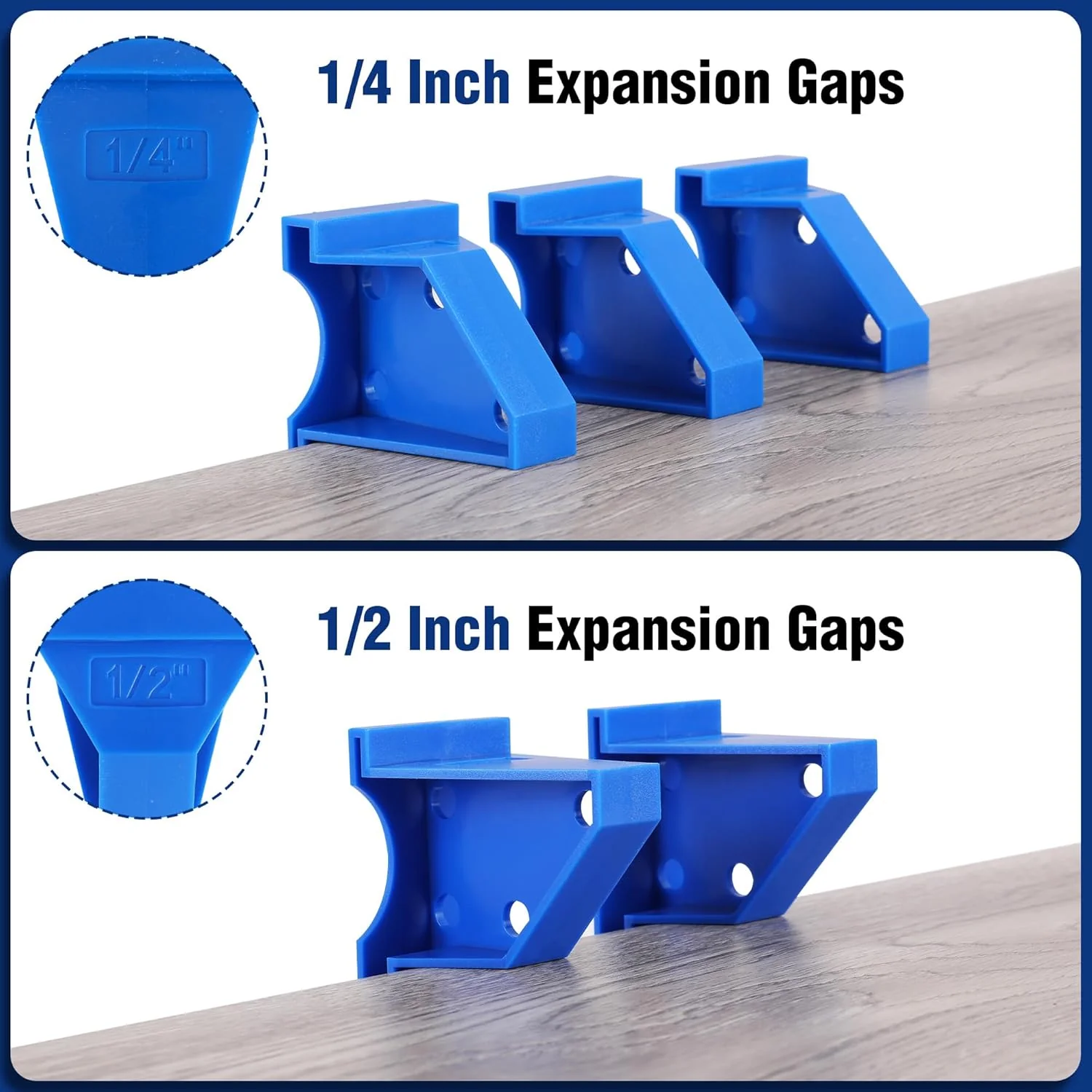 WORKPRO 40-Pack Floor Spacers, 2 in 1 Laminate Flooring Spacers with 1/2" & 1/4" Gaps, Wood Floor Install Tool for Laminate, Vinyl Plank, Tiles, Hardwood, Floating Flooring - Image 6