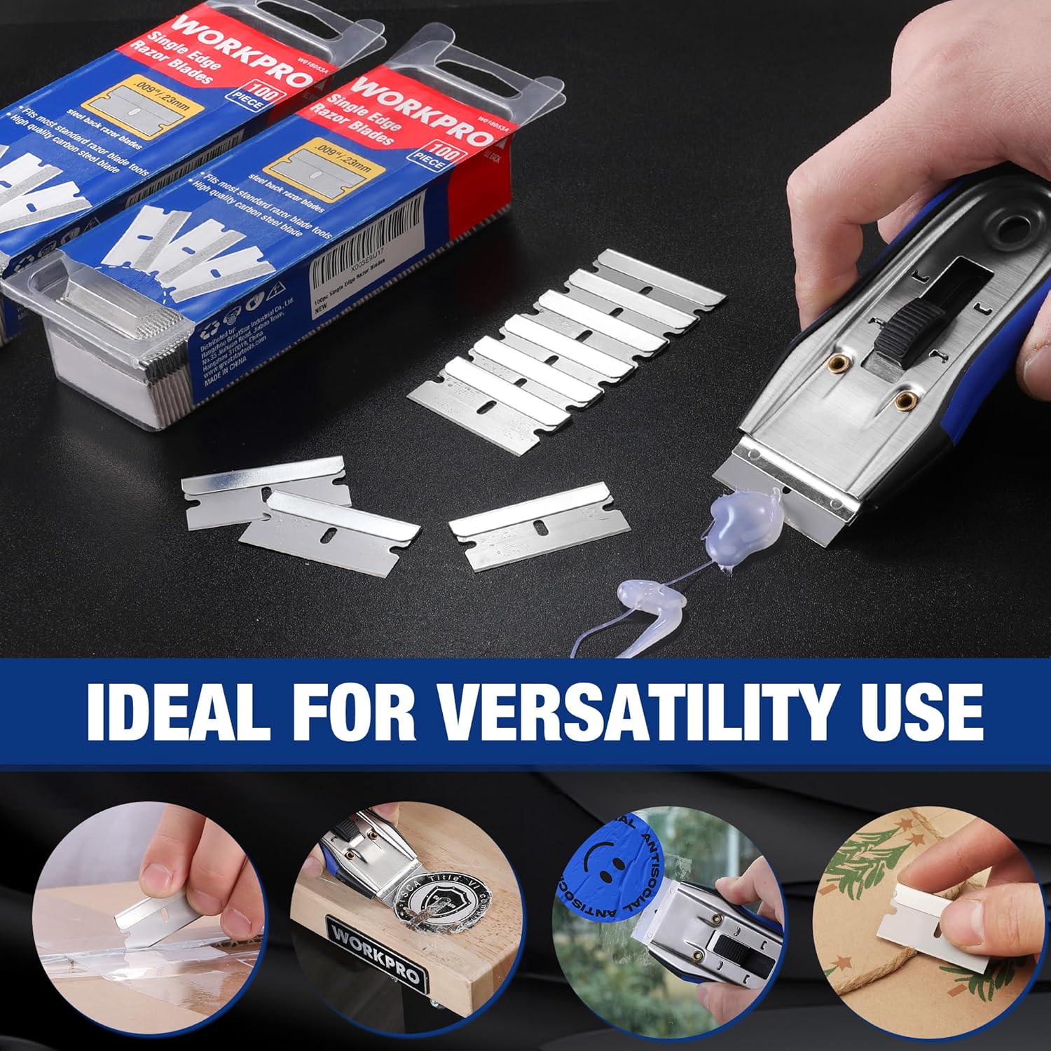 WORKPRO 400-Pack Single Razor Edge Blades, Industrial Scraper Razor Blades, High Carbon Steel One Edge Razor Blades - Image 7