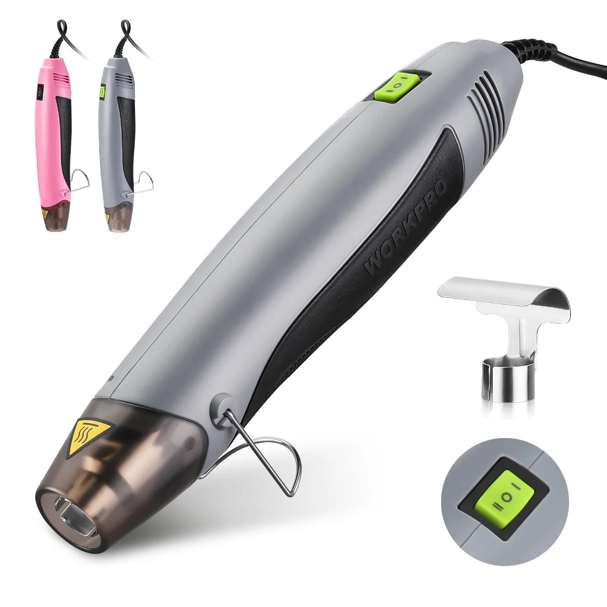 WORKPRO 400W Mini Hot Air Gun with Reflector Nozzle - Pink Ribbon - Image 9
