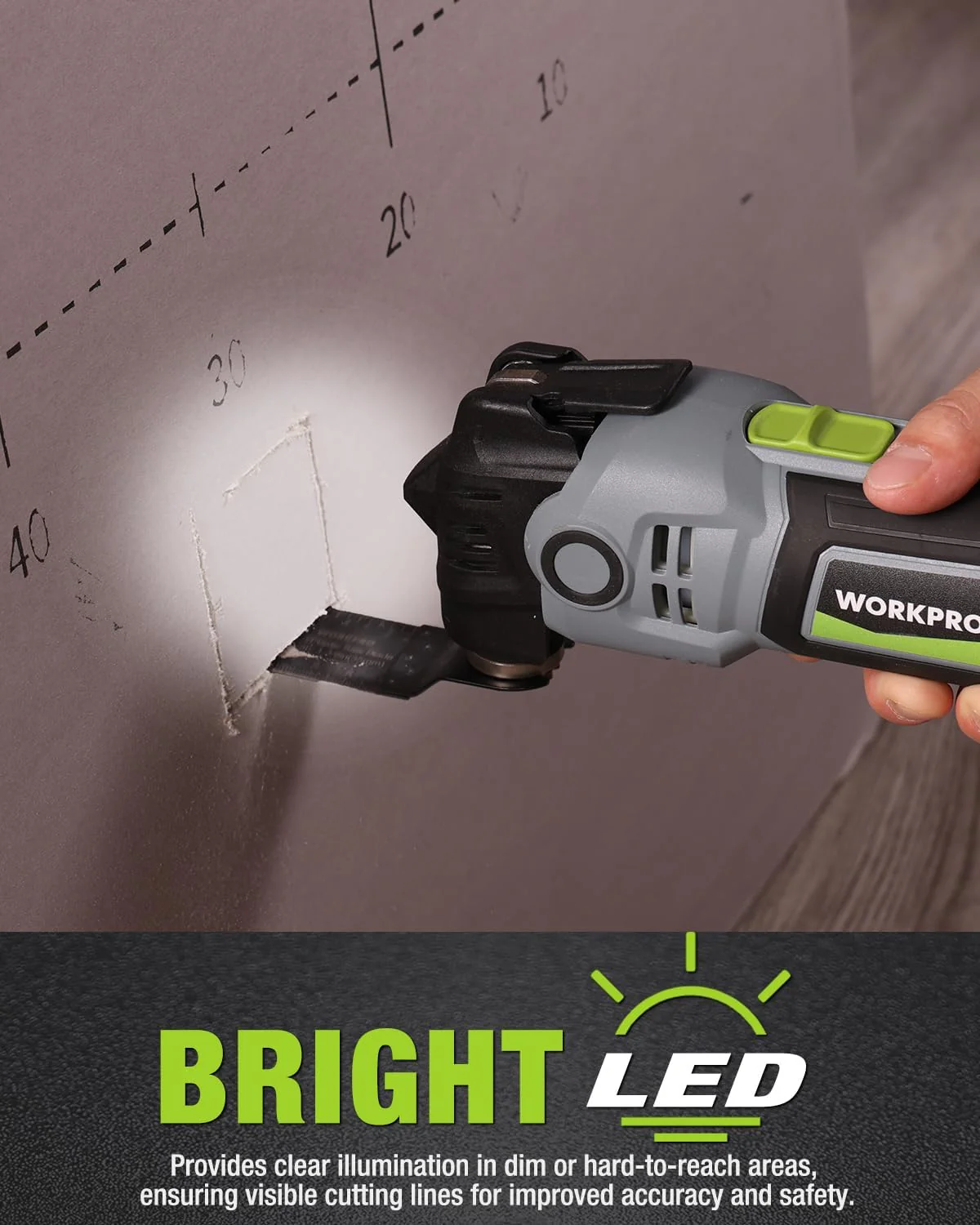 WORKPRO 400W Oscillating Multi-Tool, 6-Speed Corded Power Saw with LED Light, Quick Blade Change, 3.5° Oscillation Angle, 23 Accessories for Cutting, Sanding, Scraping - Image 7