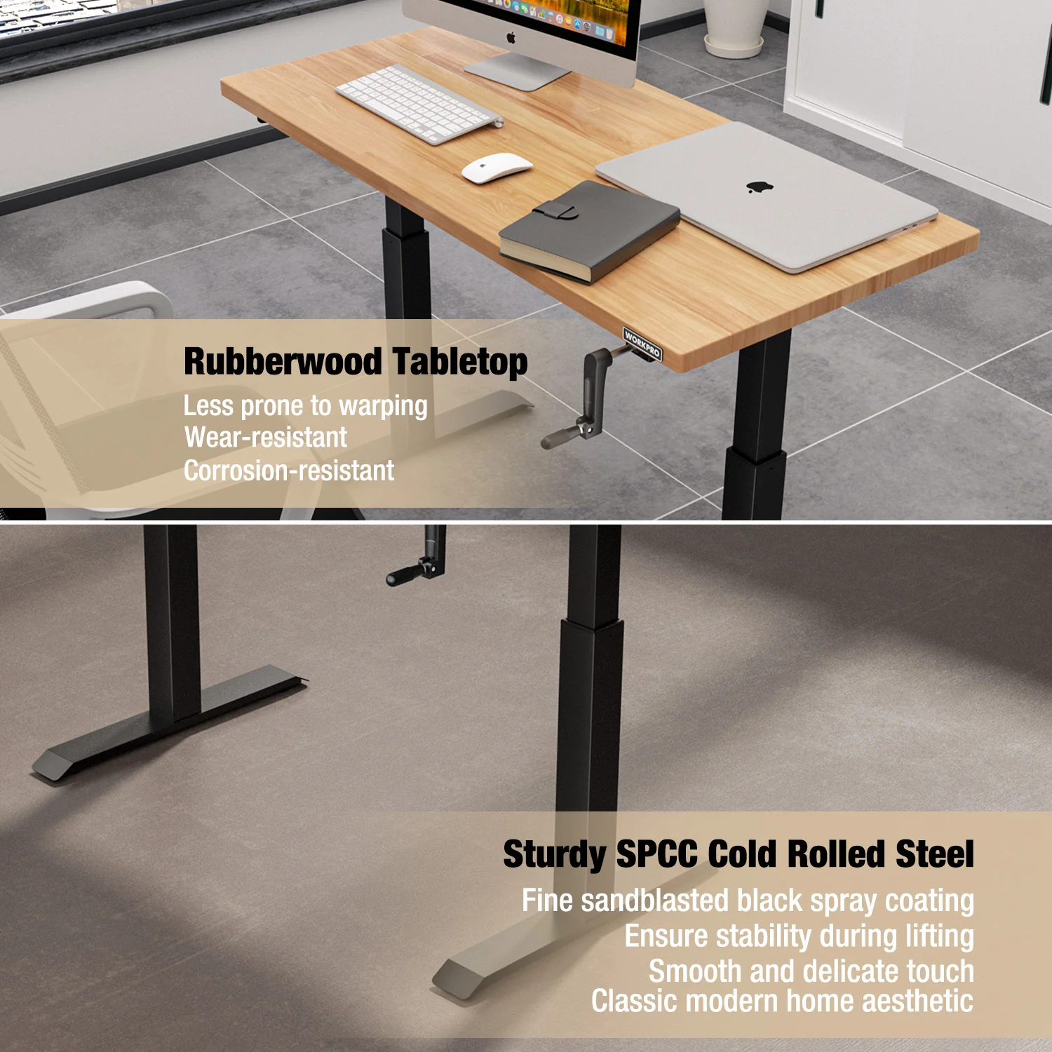 WORKPRO 47.2×23.6" Adjustable Workbench, Crank Stand Desk, 300LBS Capacity - Image 4