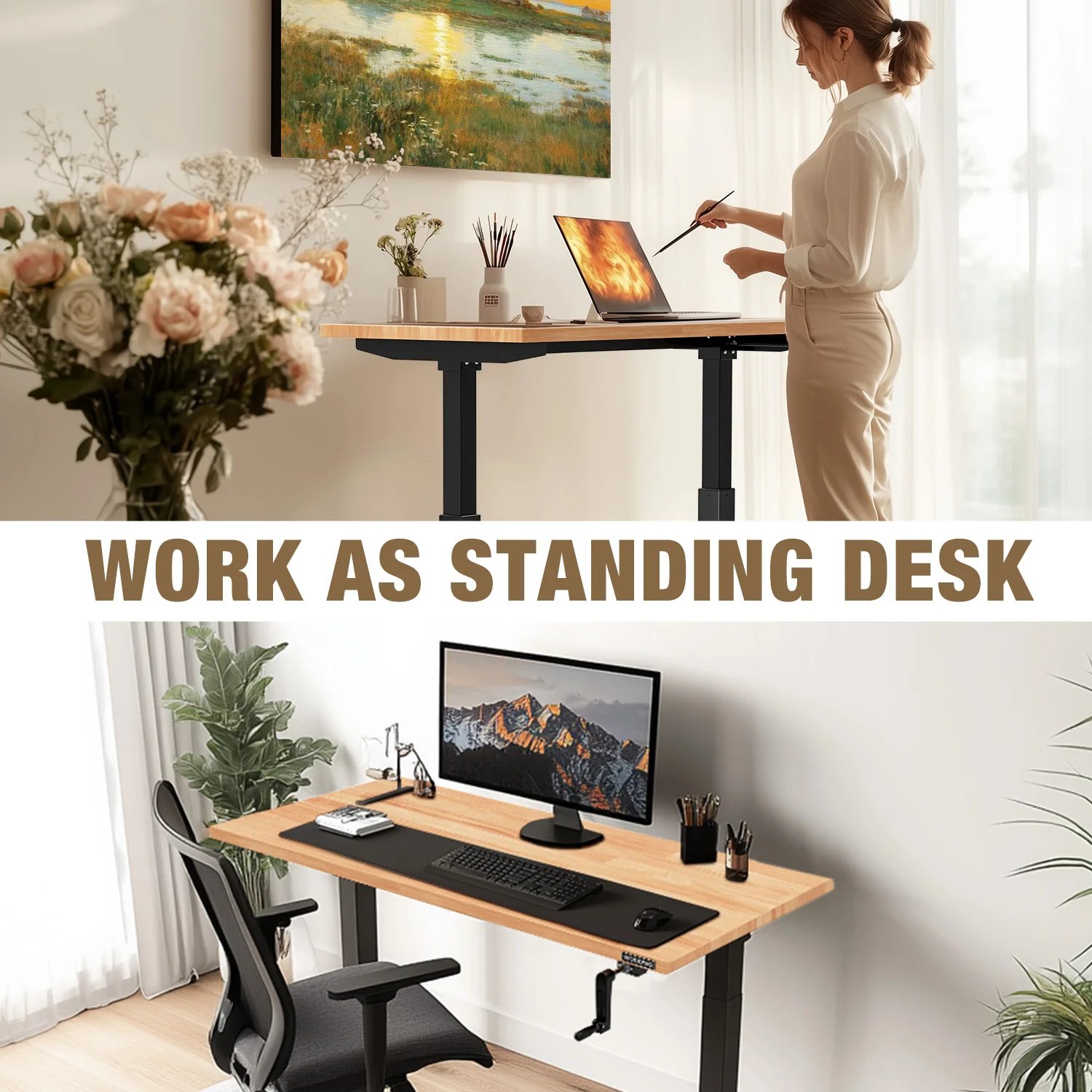 WORKPRO 47.2×23.6" Adjustable Workbench, Crank Stand Desk, 300LBS Capacity - Image 9