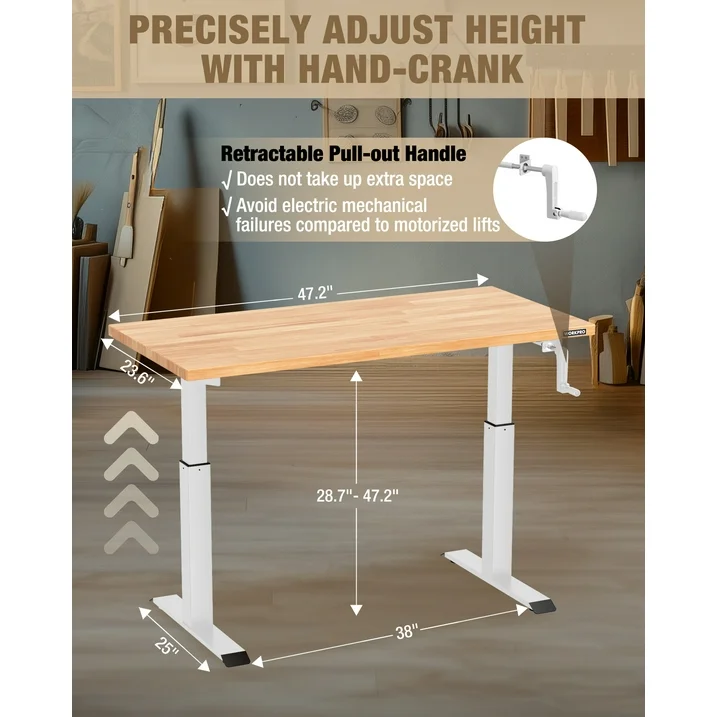 WORKPRO 47.2" x 23.6" Adjustable Height Workbench with Crank Handle, 300 LBS Load Capacity - Image 4