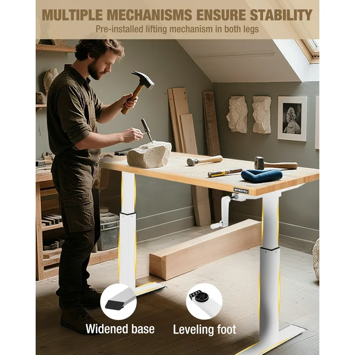 WORKPRO 47.2" x 23.6" Adjustable Height Workbench with Crank Handle, 300 LBS Load Capacity - Image 6