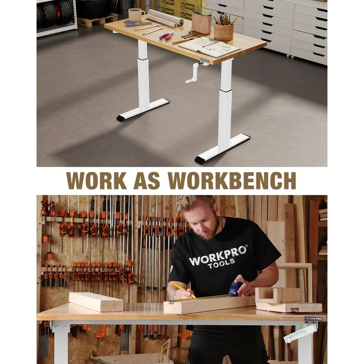 WORKPRO 47.2" x 23.6" Adjustable Height Workbench with Crank Handle, 300 LBS Load Capacity - Image 7