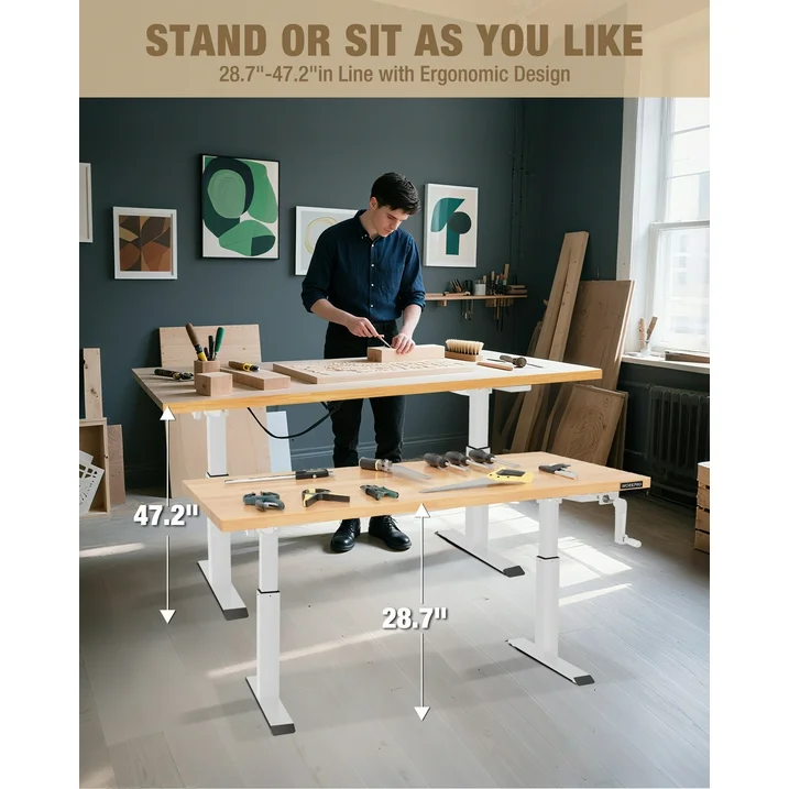 WORKPRO 47.2" x 23.6" Adjustable Height Workbench with Crank Handle, 300 LBS Load Capacity - Image 8