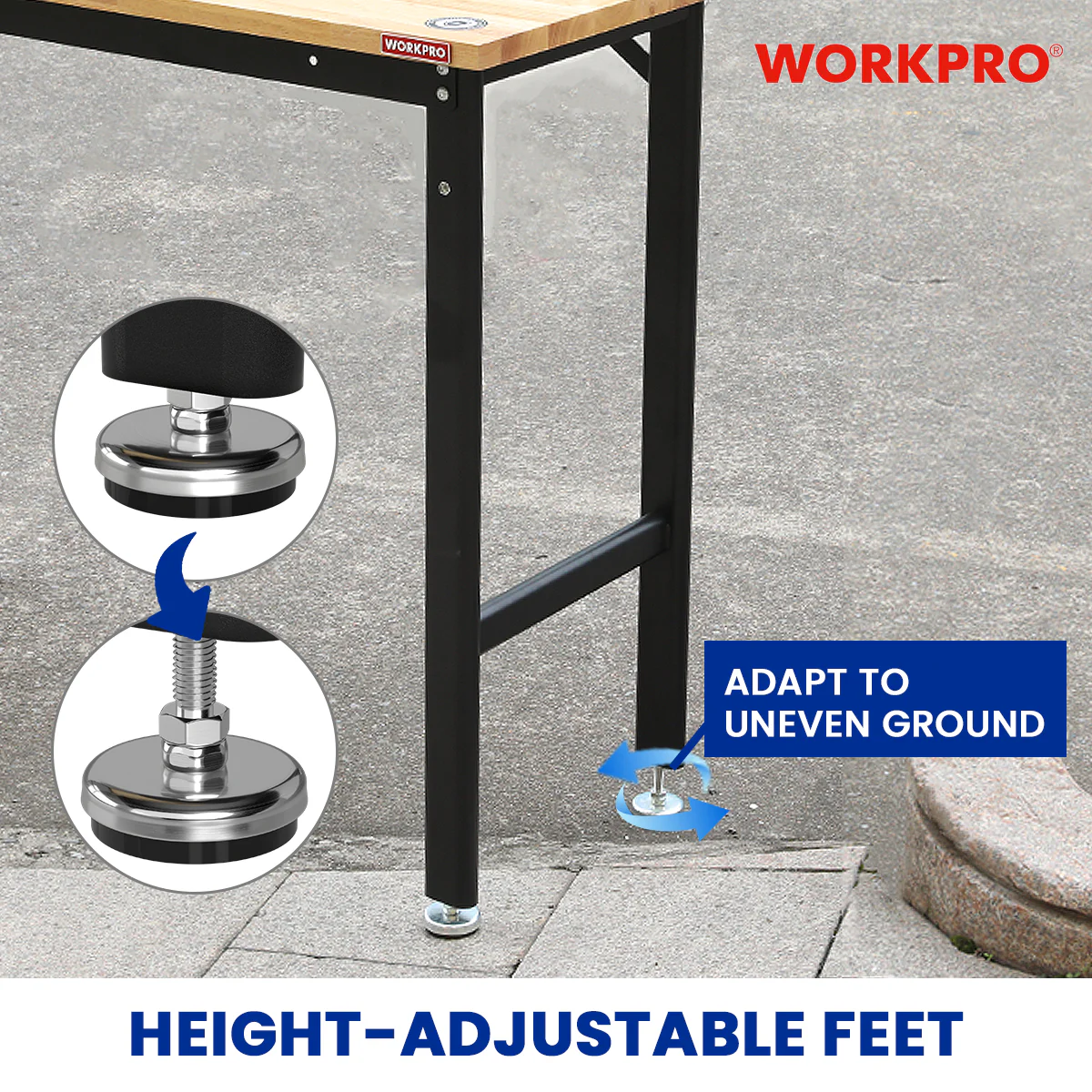 WORKPRO 48x20" Workbench with Leveling Foot, 1200 LBS Load Capacity - Image 4