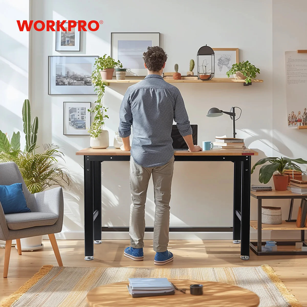 WORKPRO 48x20" Workbench with Leveling Foot, 1200 LBS Load Capacity - Image 8