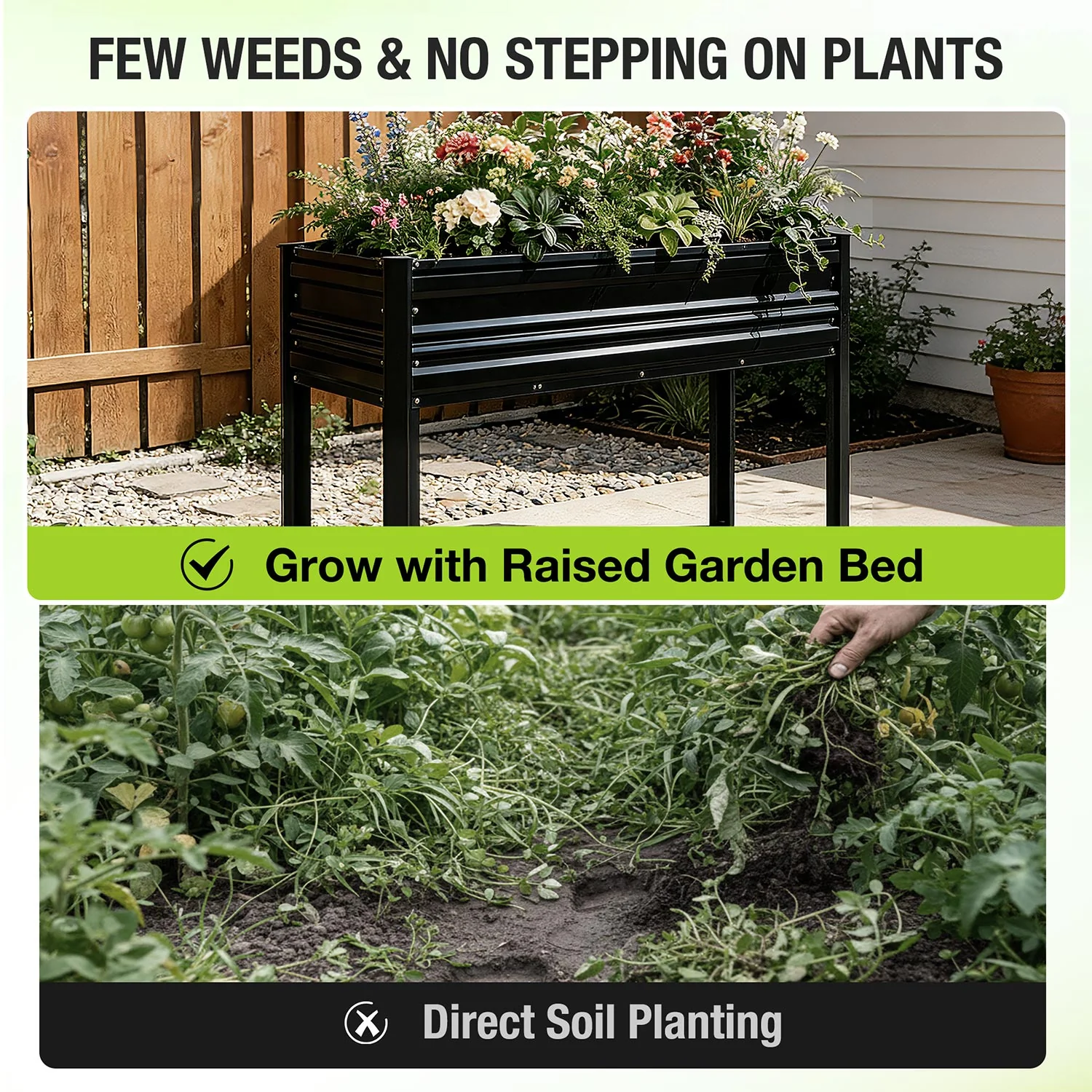 WORKPRO 48x24x32in Outdoor Galvanized Raised Garden Bed with Legs, 600LB Elevated Planter Box for Vegetable, Flowers, Herbs, Black - Image 7