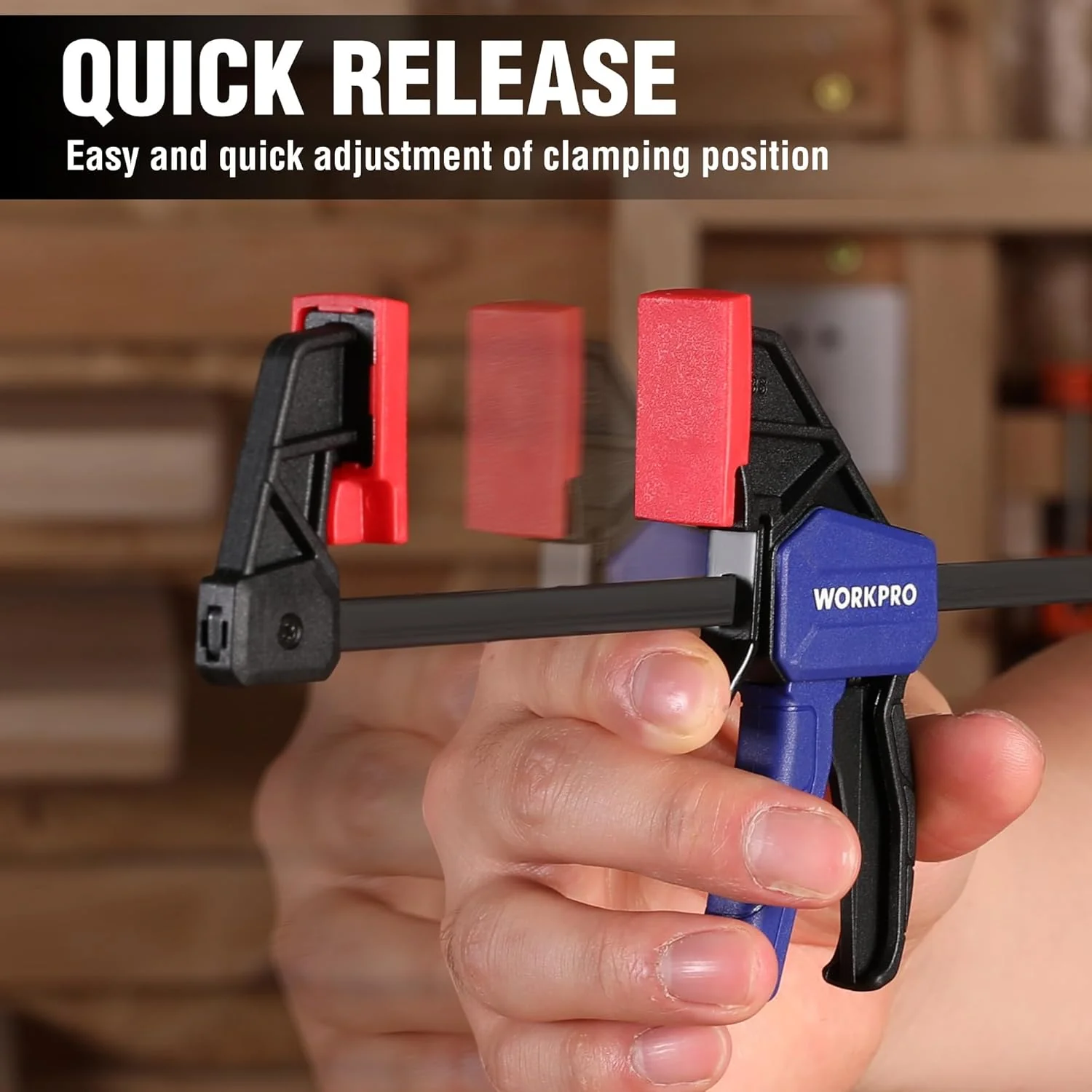 WORKPRO 4Pcs 6" Mini Bar Clamps for Woodworking, Screw Change F Clamps with 50LBS Load Limit, One-Handed Clamp/Spreader - Image 6