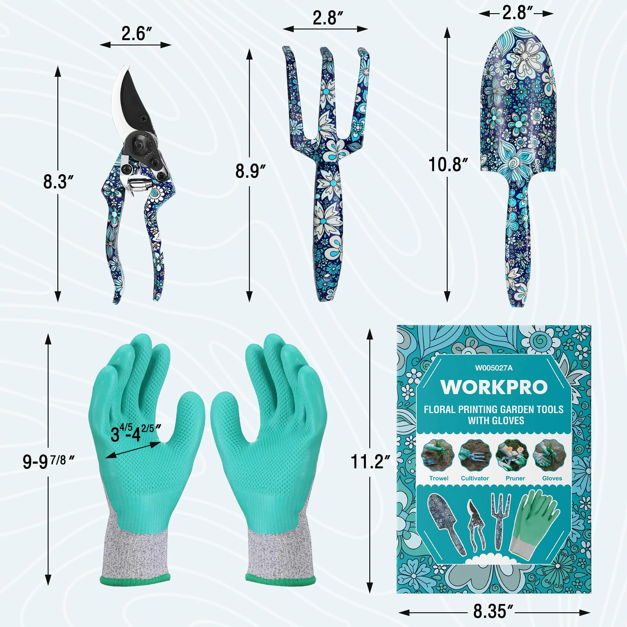 WORKPRO 4PCS Heavy Duty Aluminum Hand Garden Tool Set - Image 9