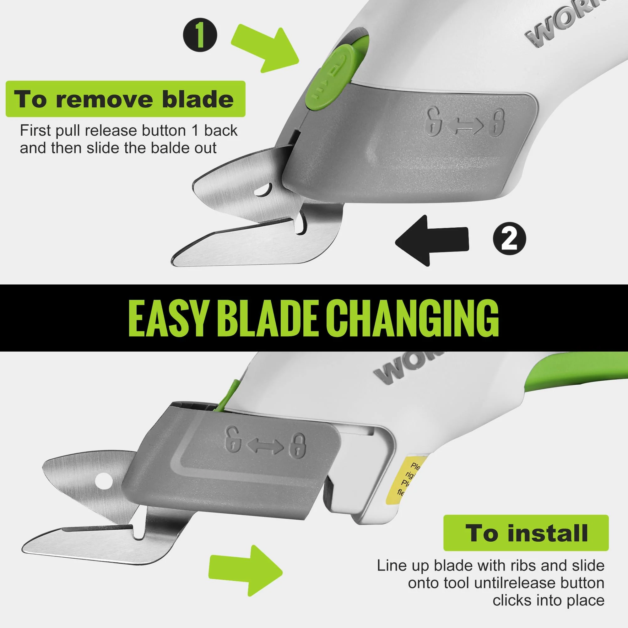 WORKPRO 4V Rechargeable Cordless Electric Scissors with 2 Blades - Image 7