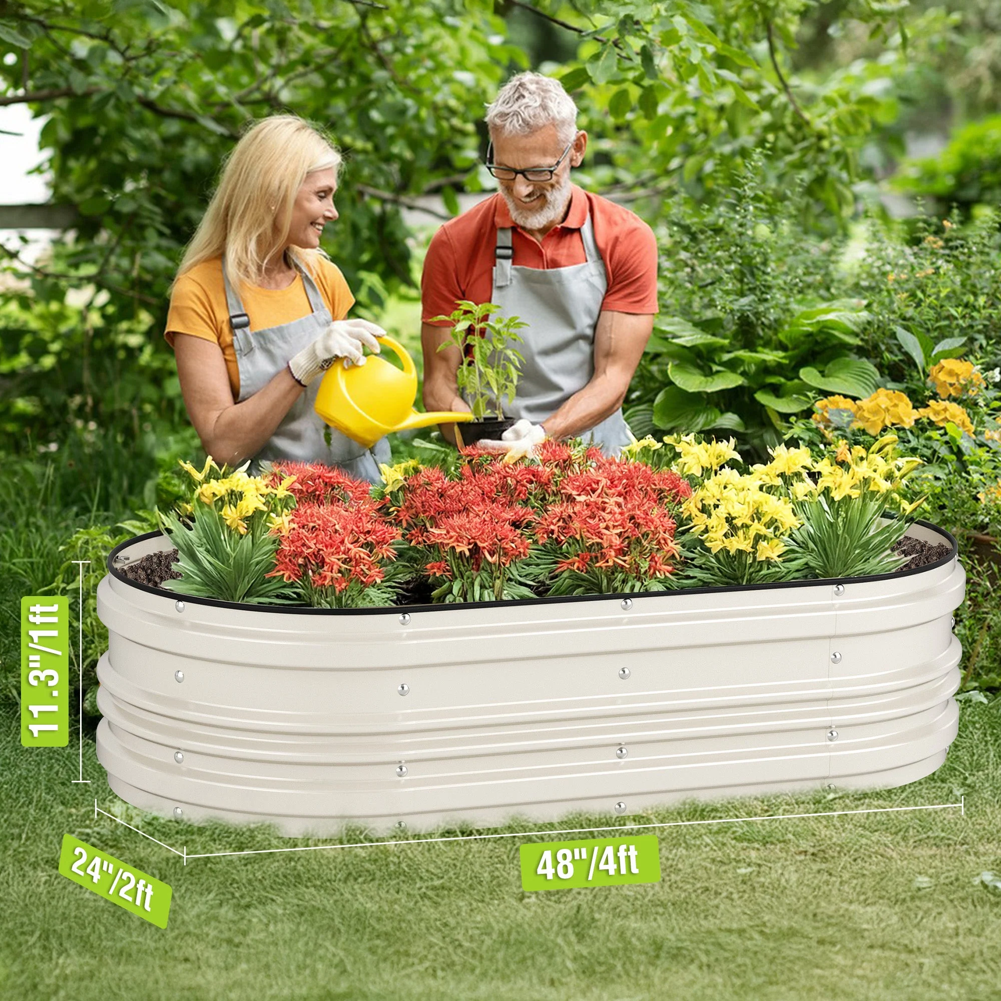 WORKPRO 4x2x1ft Galvanized Raised Garden Bed Set, Rust & Corrosion Protection, Easy Assembly, Safe Edge, Ideal for Vegetables & Flowers, White, 1 Pc - Image 5