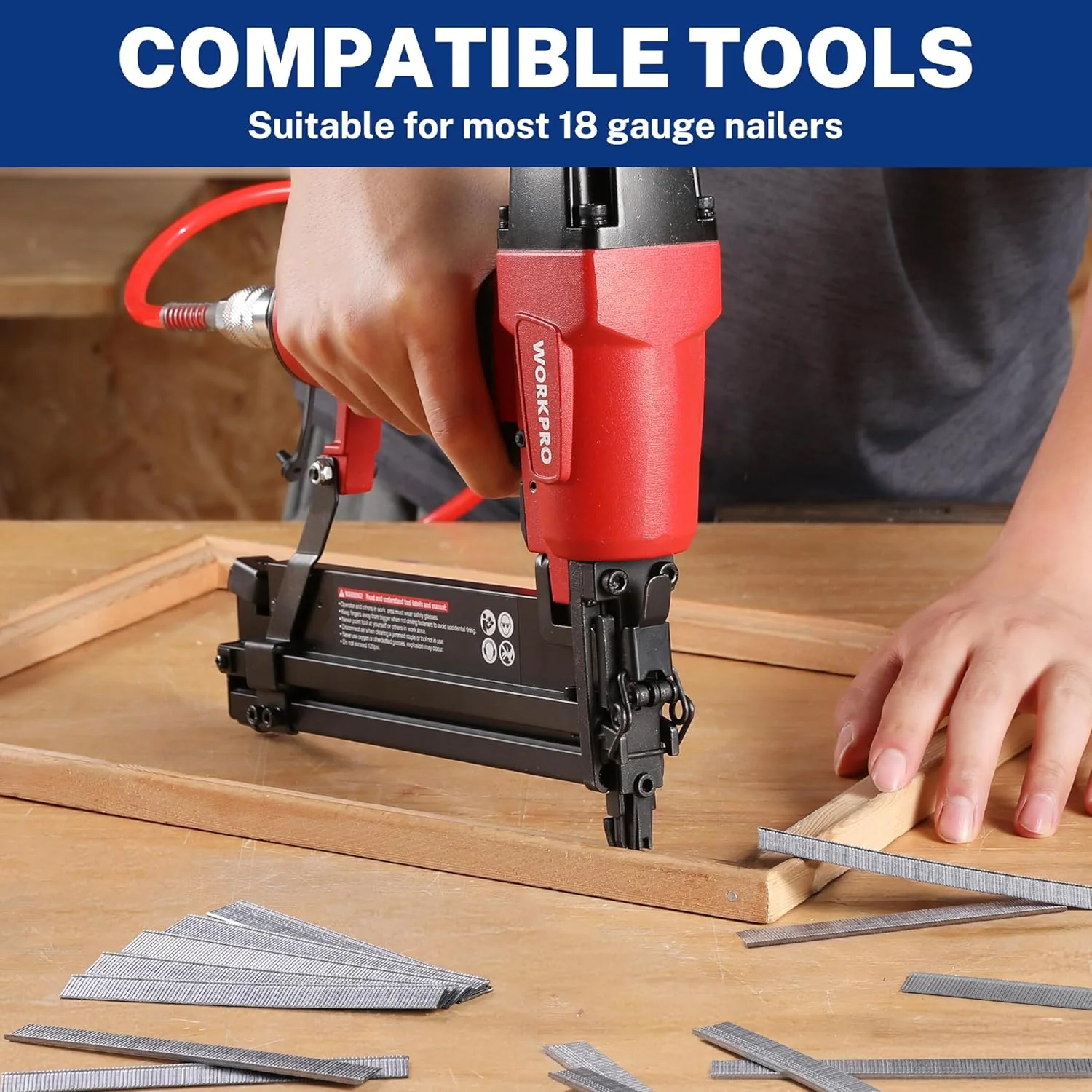 WORKPRO 5/8'' 18 Gauge Brad Nails, 6000 Count Finishing Nails, Universal Brad Nail Gun Nails for Pneumatic & Electric Brad Nailers - Image 5