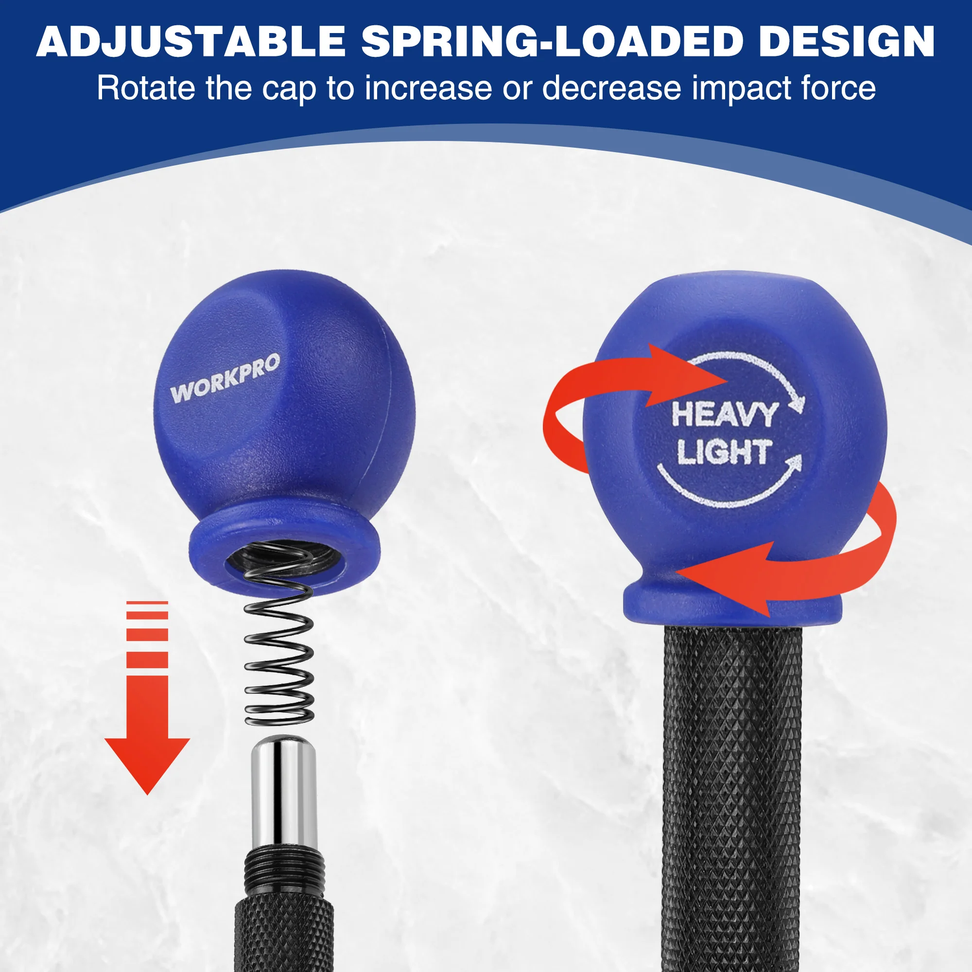 WORKPRO 5" Automatic Center Punch for Metal, Adjustable Spring Loaded Center Punch with Cushion Cap - Image 4